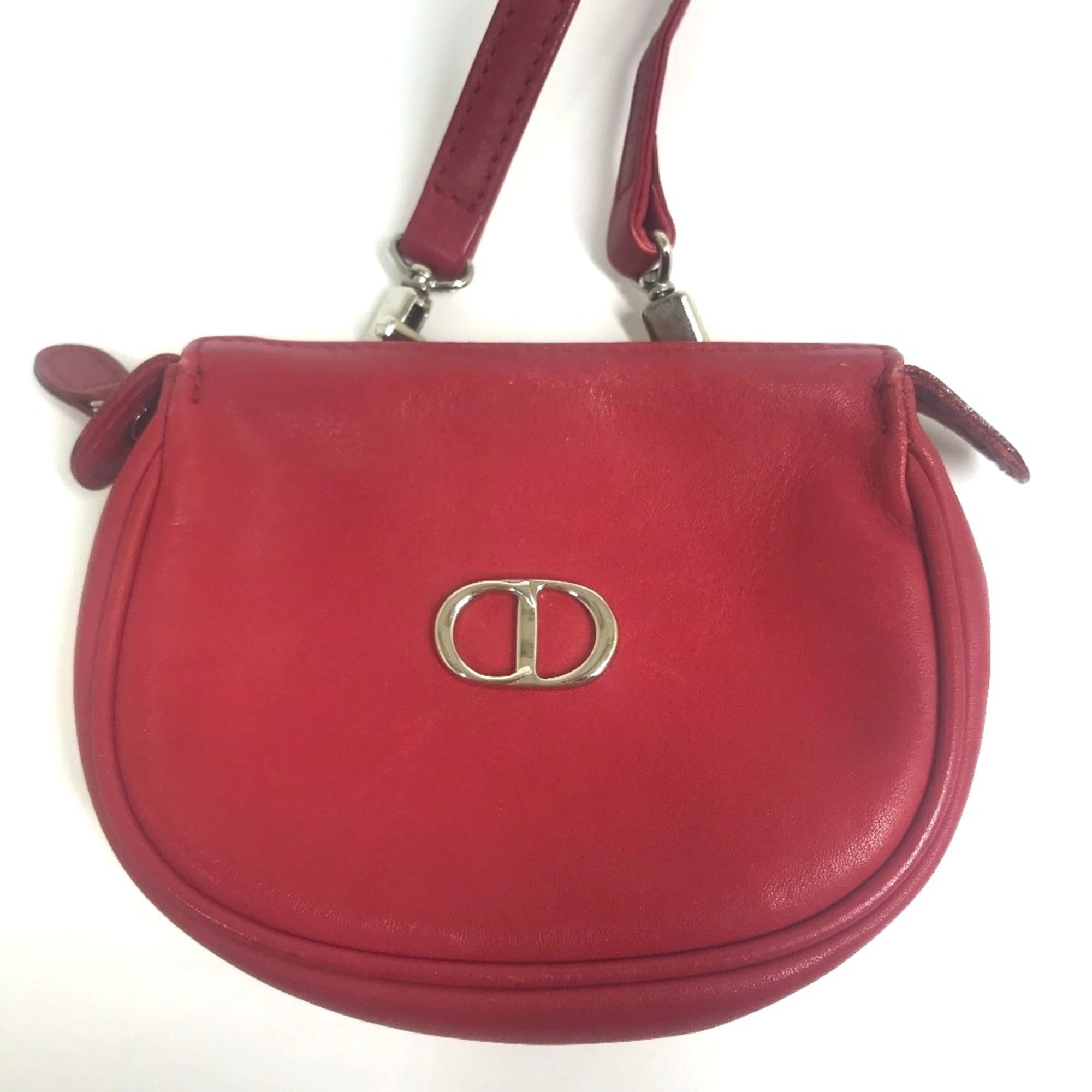 Christian Dior Red Leather Shoulder Bag ()