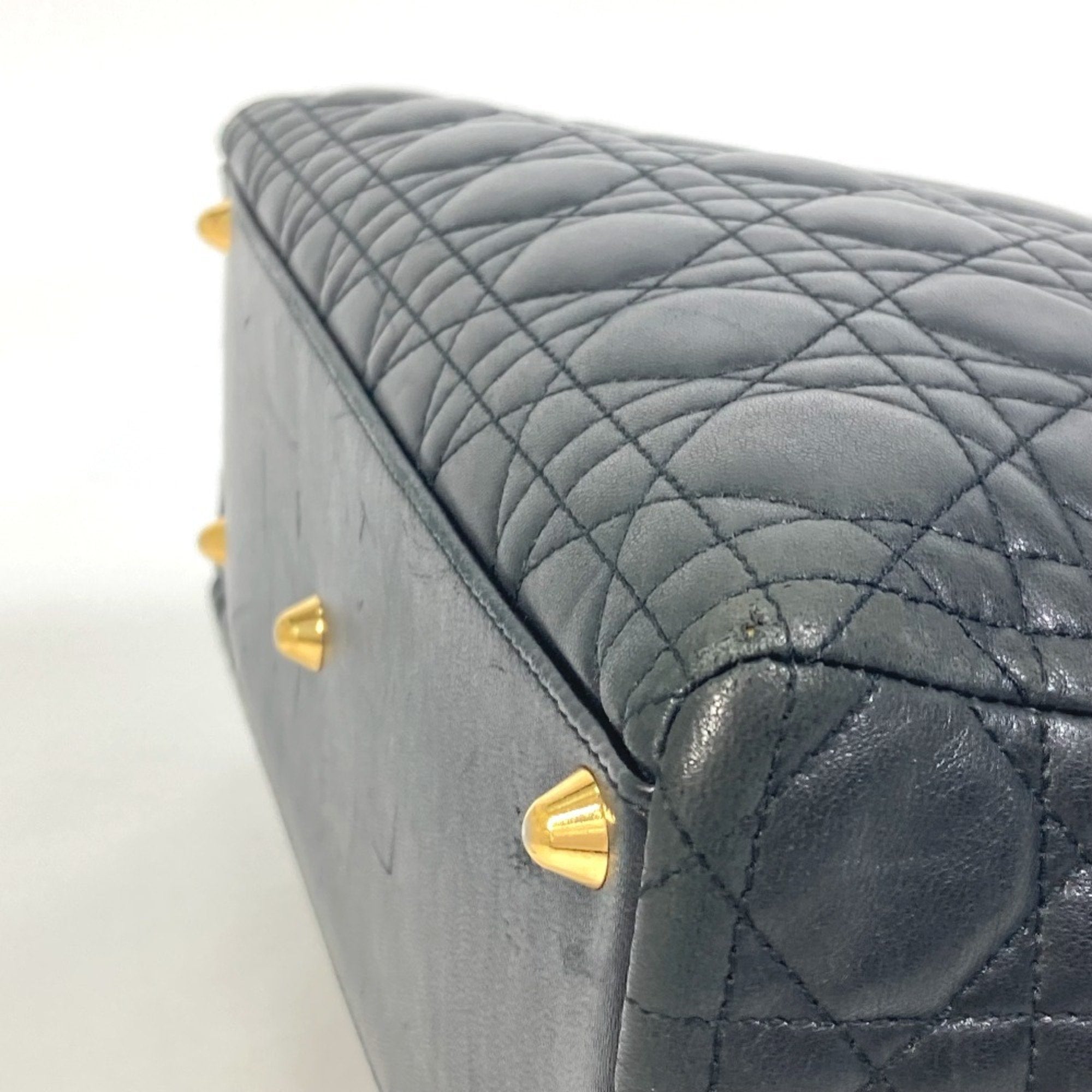 Christian Dior Black Leather Handbag Shoulder Bag ()