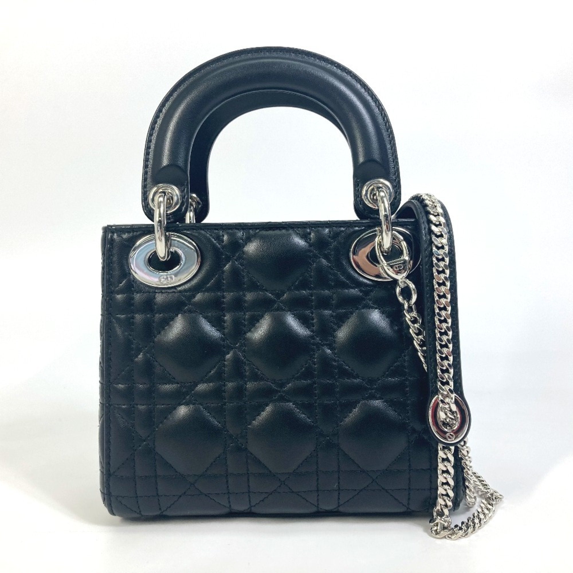 Christian Dior Lady Dior Black Leather Shoulder Bag ()