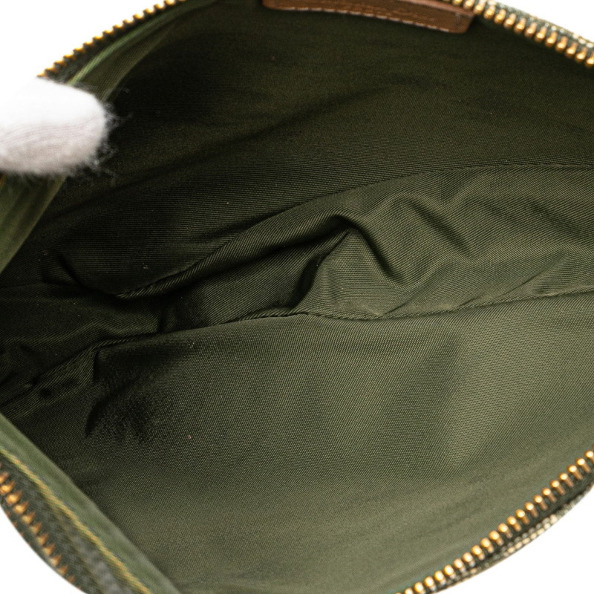 Christian Dior Trotter Green Khaki Trotter Canvas Leather Handbag ()