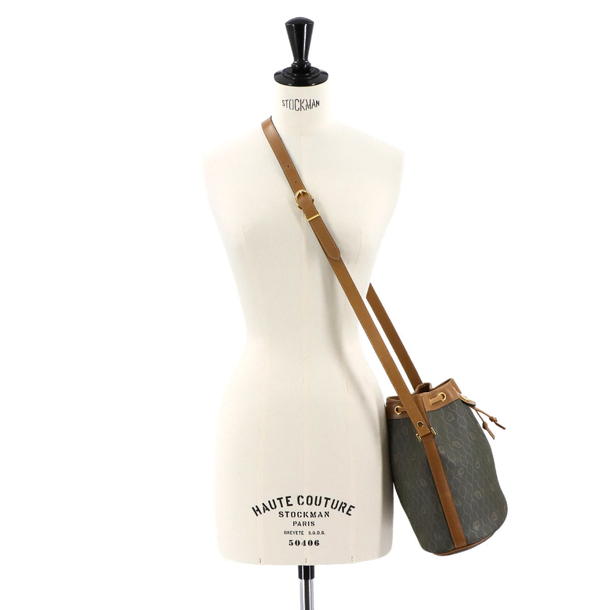 Christian Dior Brown Khaki Pvc Leather Shoulder Bag ()