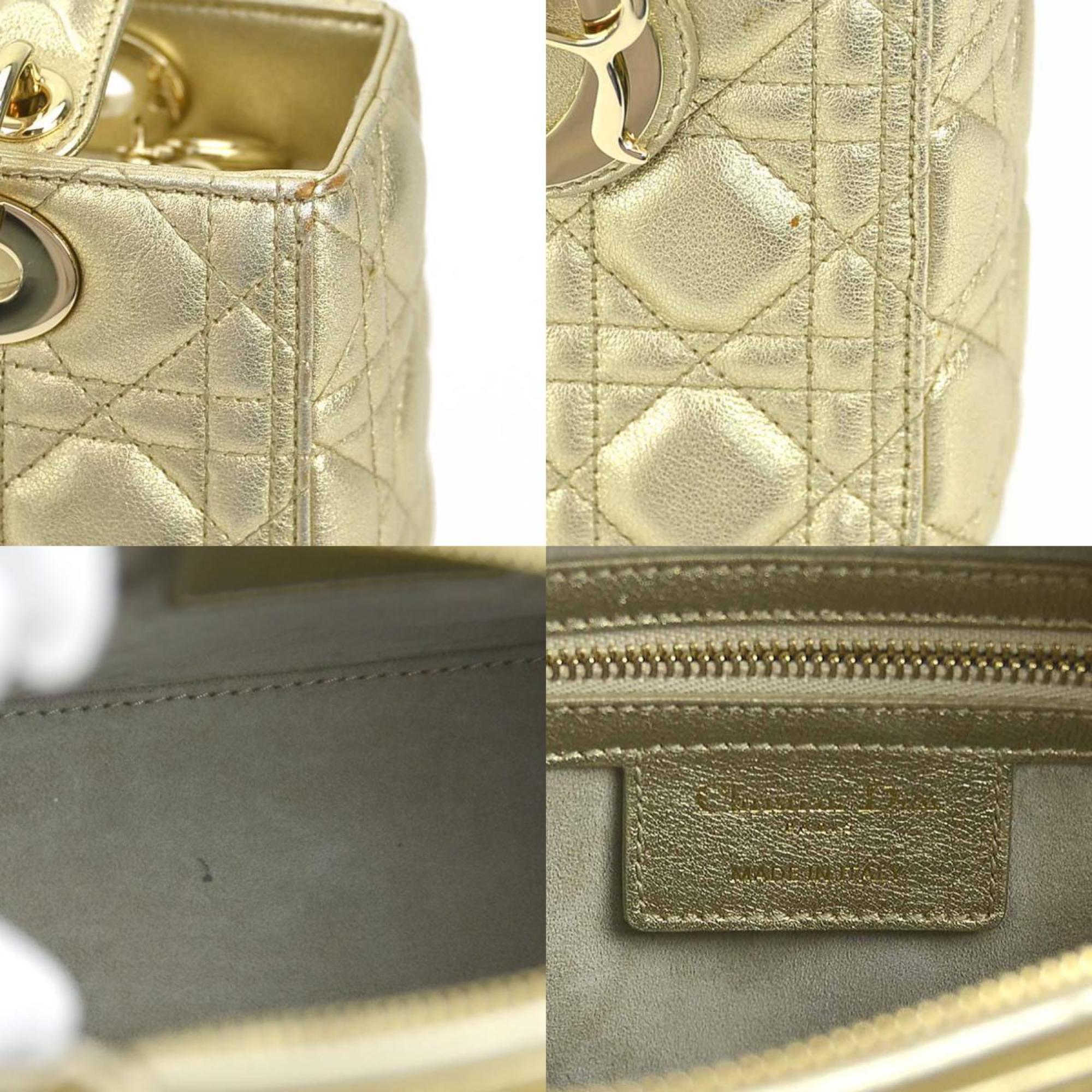 Christian Dior Gold Leather Handbag Shoulder Bag ()