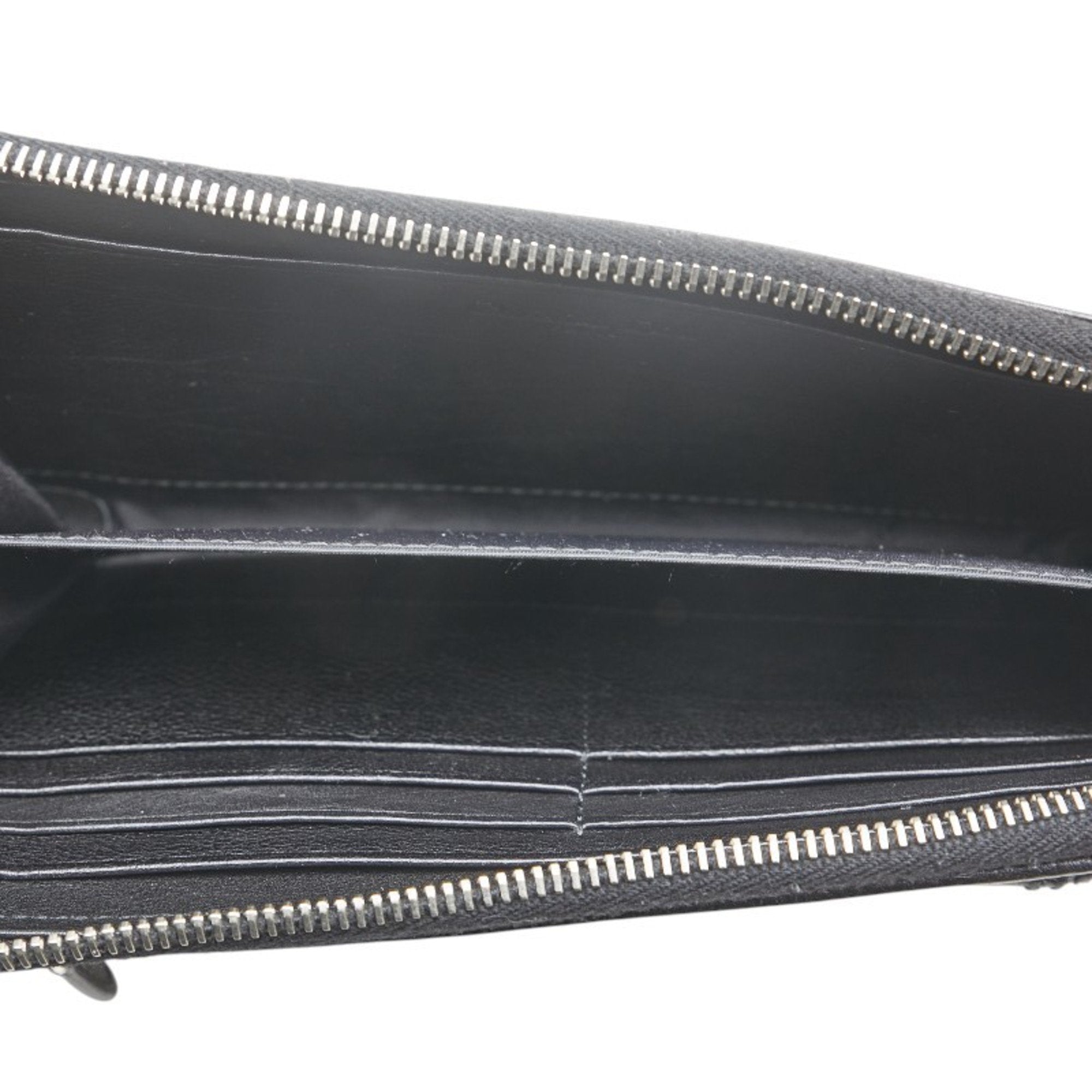Christian Dior Black Leather Long Wallet (Bi-Fold) ()