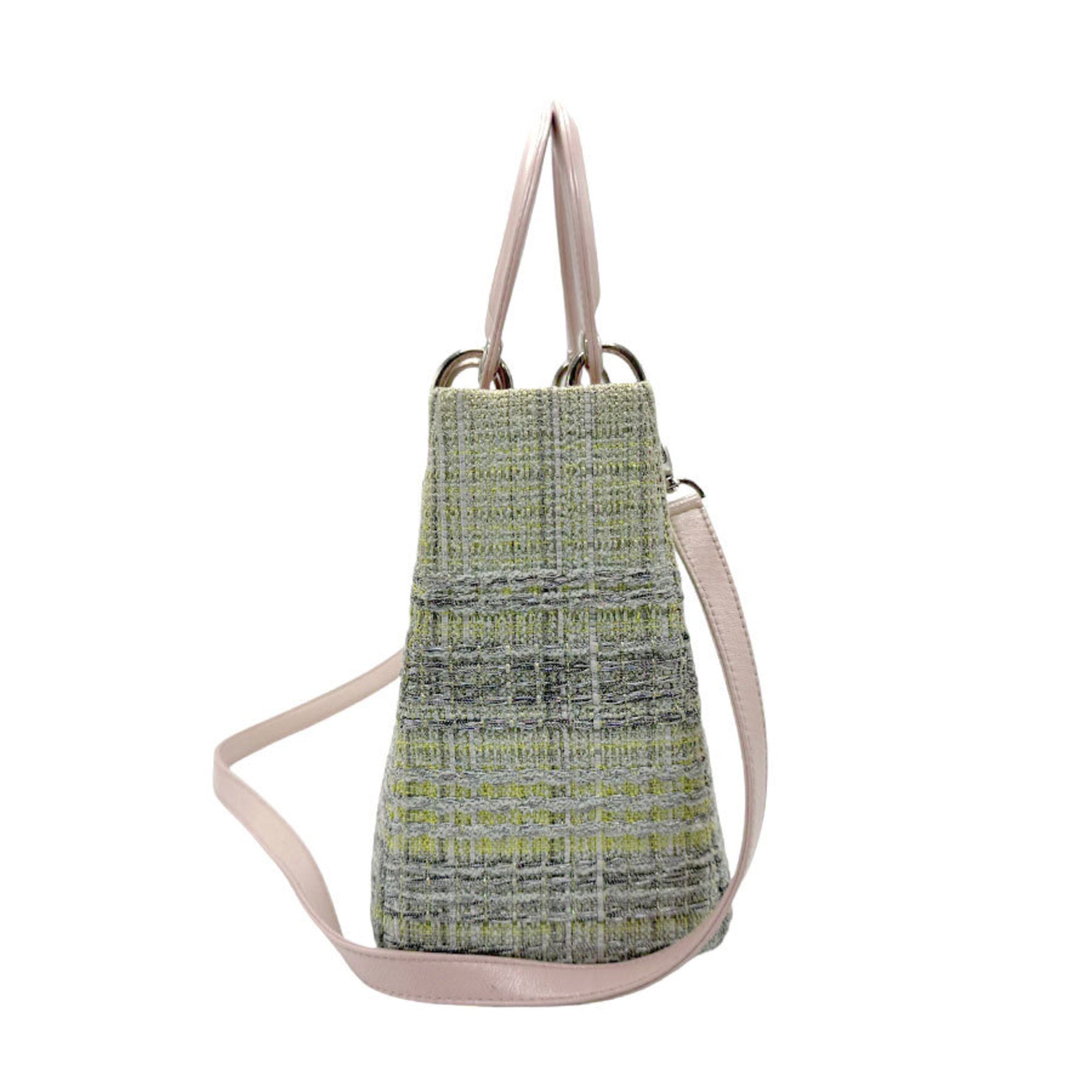 Christian Dior Silver Tweed Leather Handbag Shoulder Bag ()