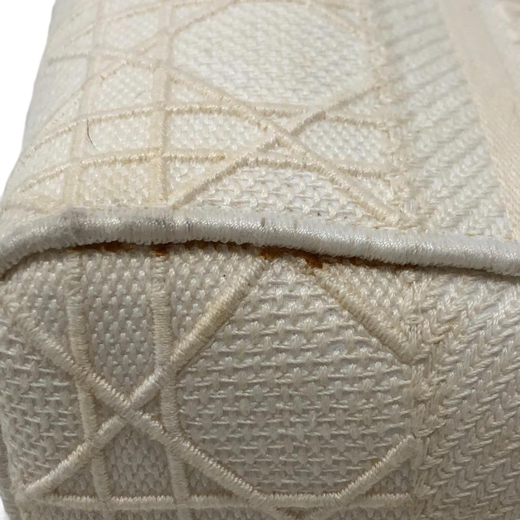 Christian Dior Lady Dior White Canvas Handbag ()