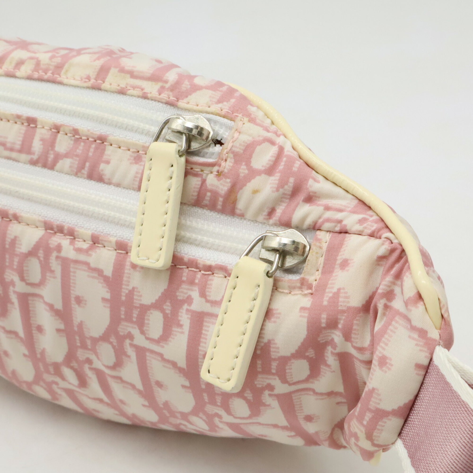 Christian Dior Pink White Nylon Patent Leather Fanny Pack Pouch ()