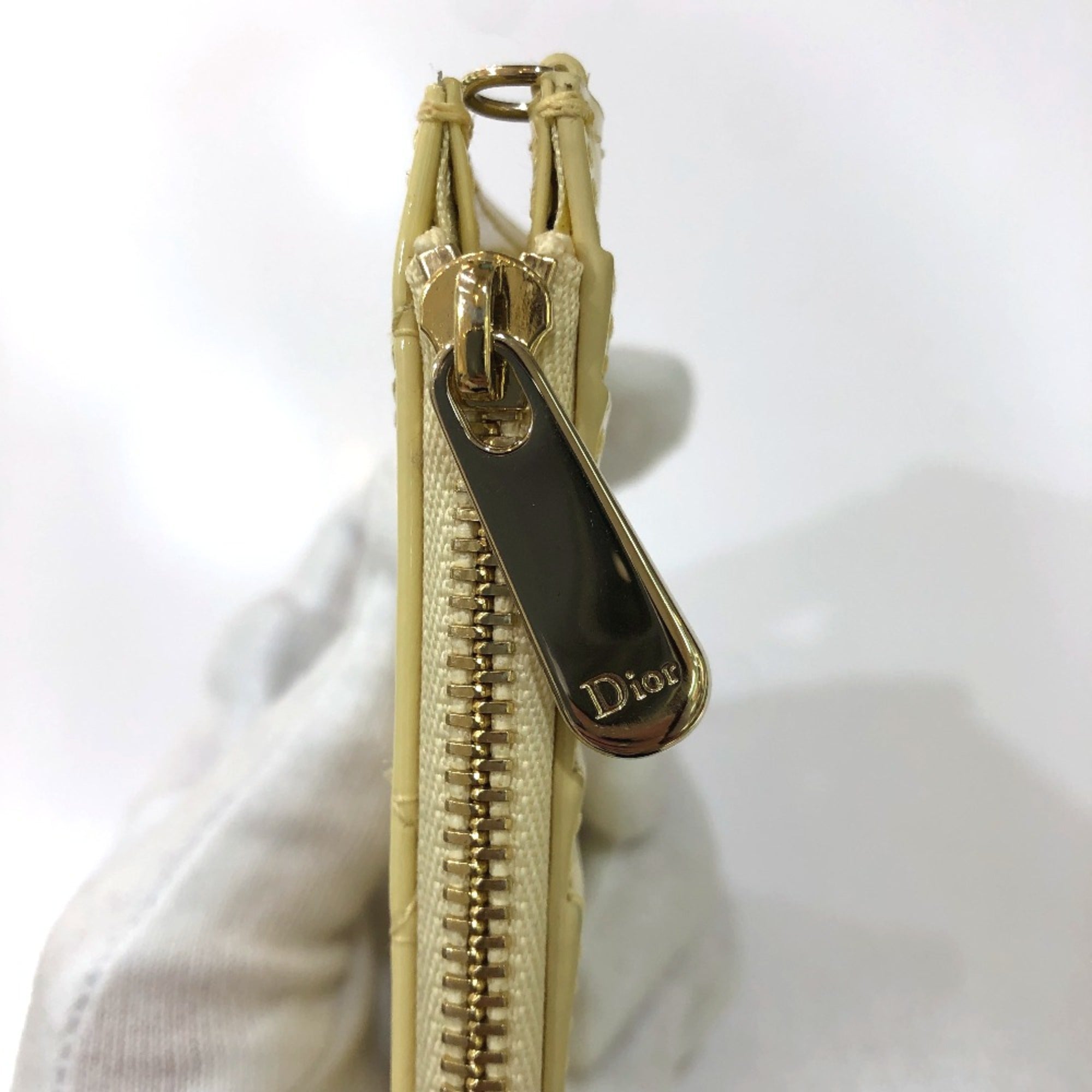 Christian Dior Beige Patent Leather Coin Purse/Coin Case ()