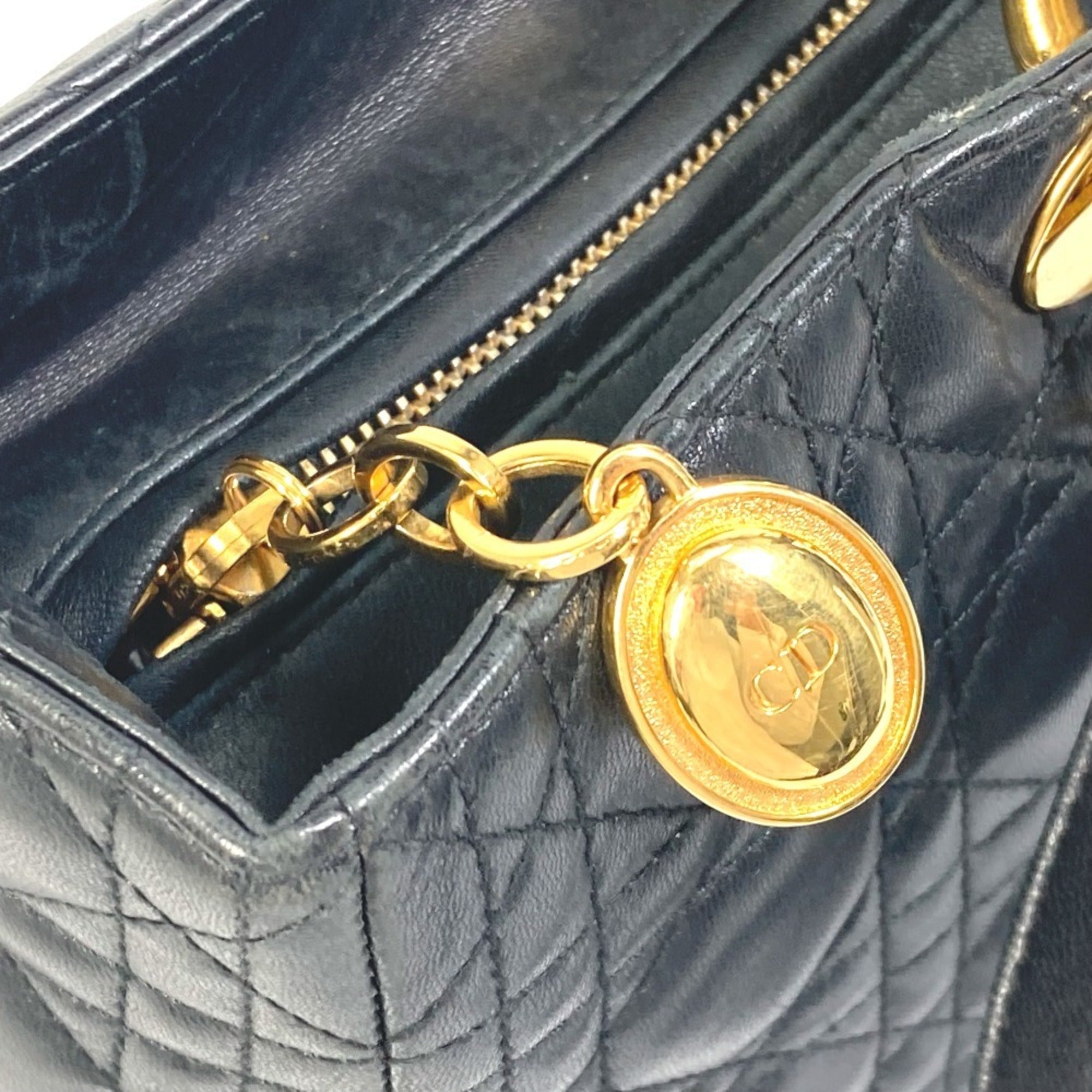 Christian Dior Black Leather Handbag Shoulder Bag ()