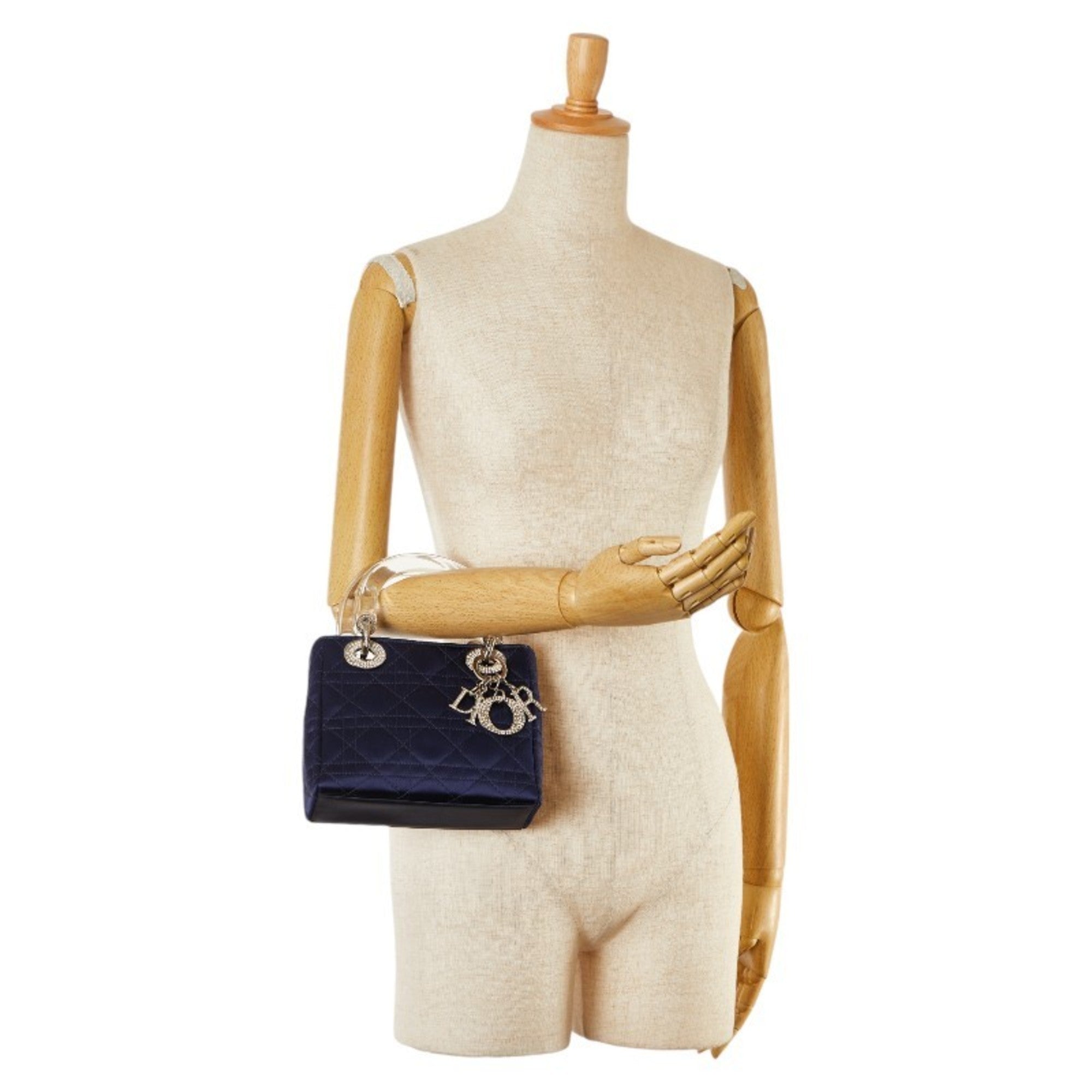 Christian Dior Navy Satin Plastic Handbag ()