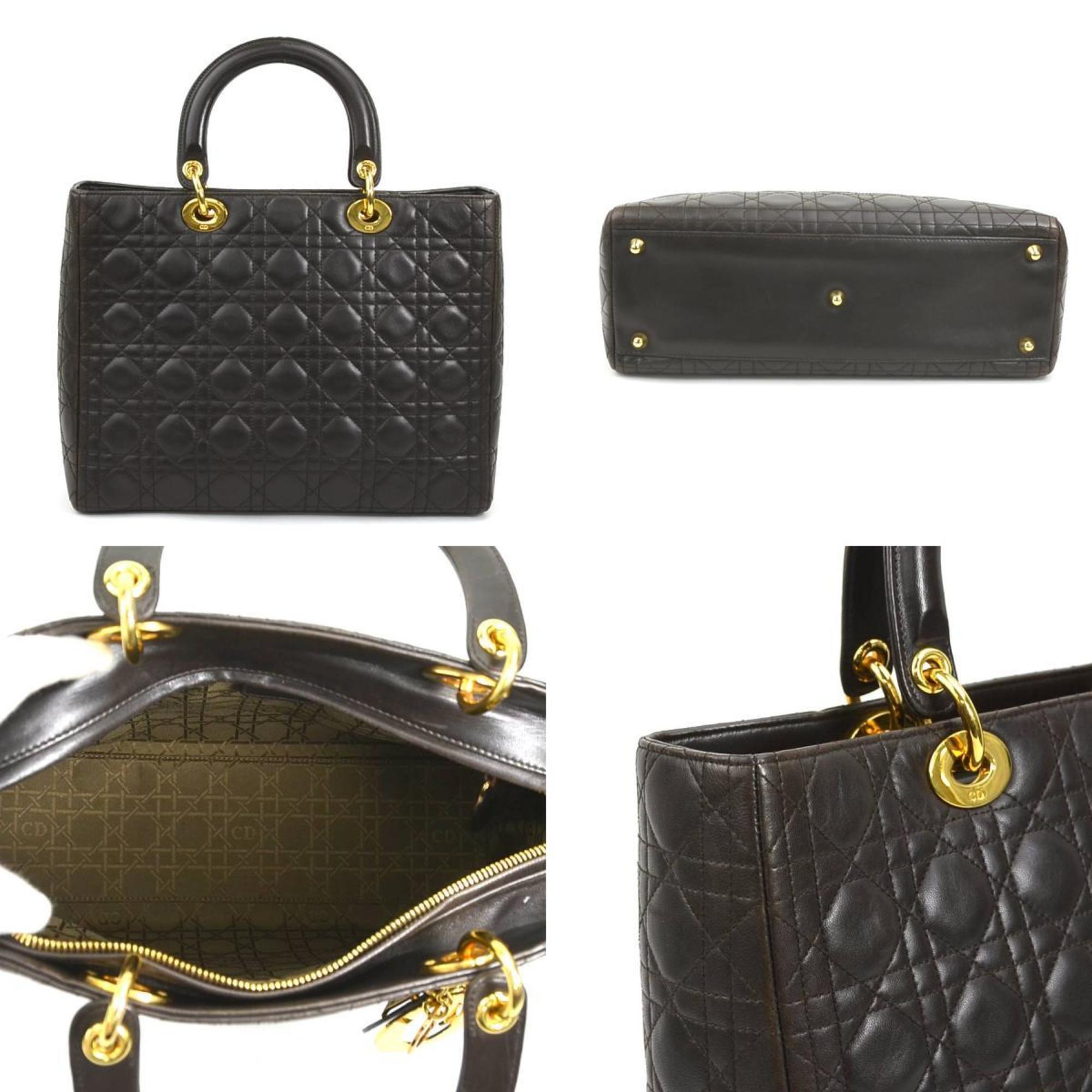 Christian Dior Dark Brown Leather Handbag Shoulder Bag ()