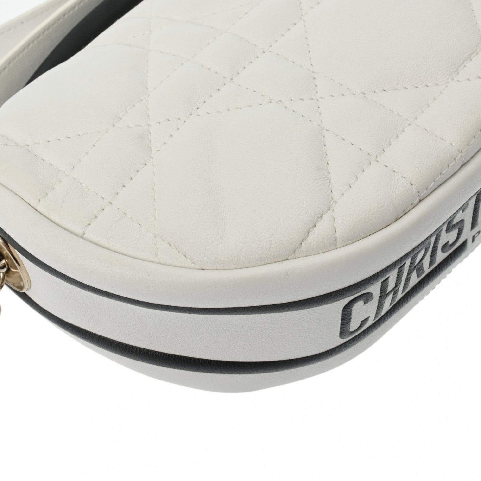 Christian Dior Black White Leather Shoulder Bag ()