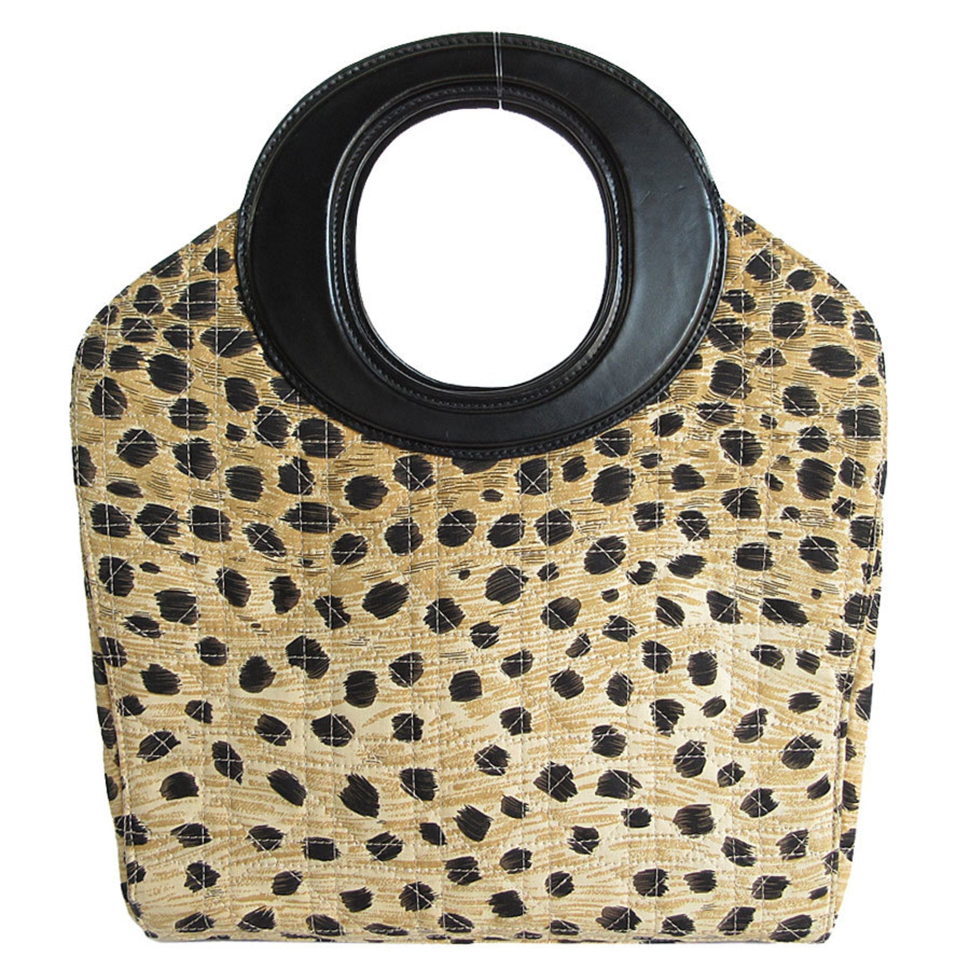 Christian Dior Black Brown Canvas Leather Handbag ()