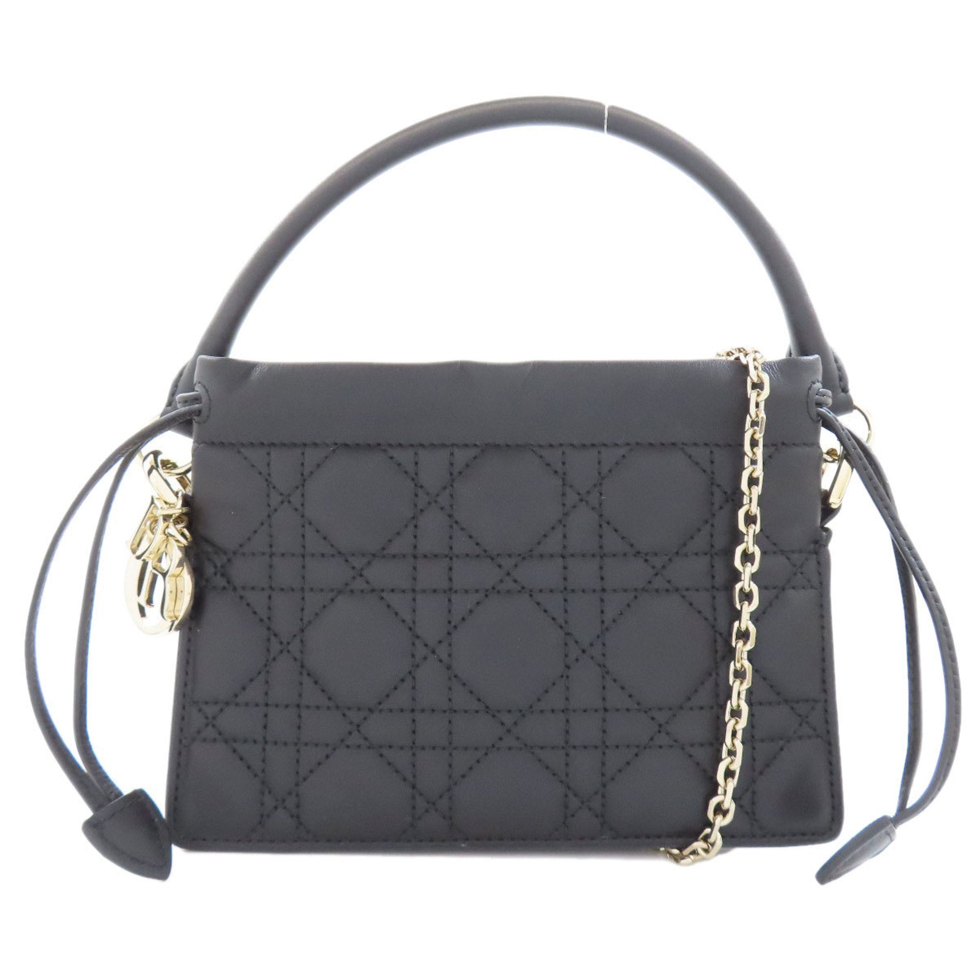 Christian Dior Lady Dior Black Leather Handbag ()