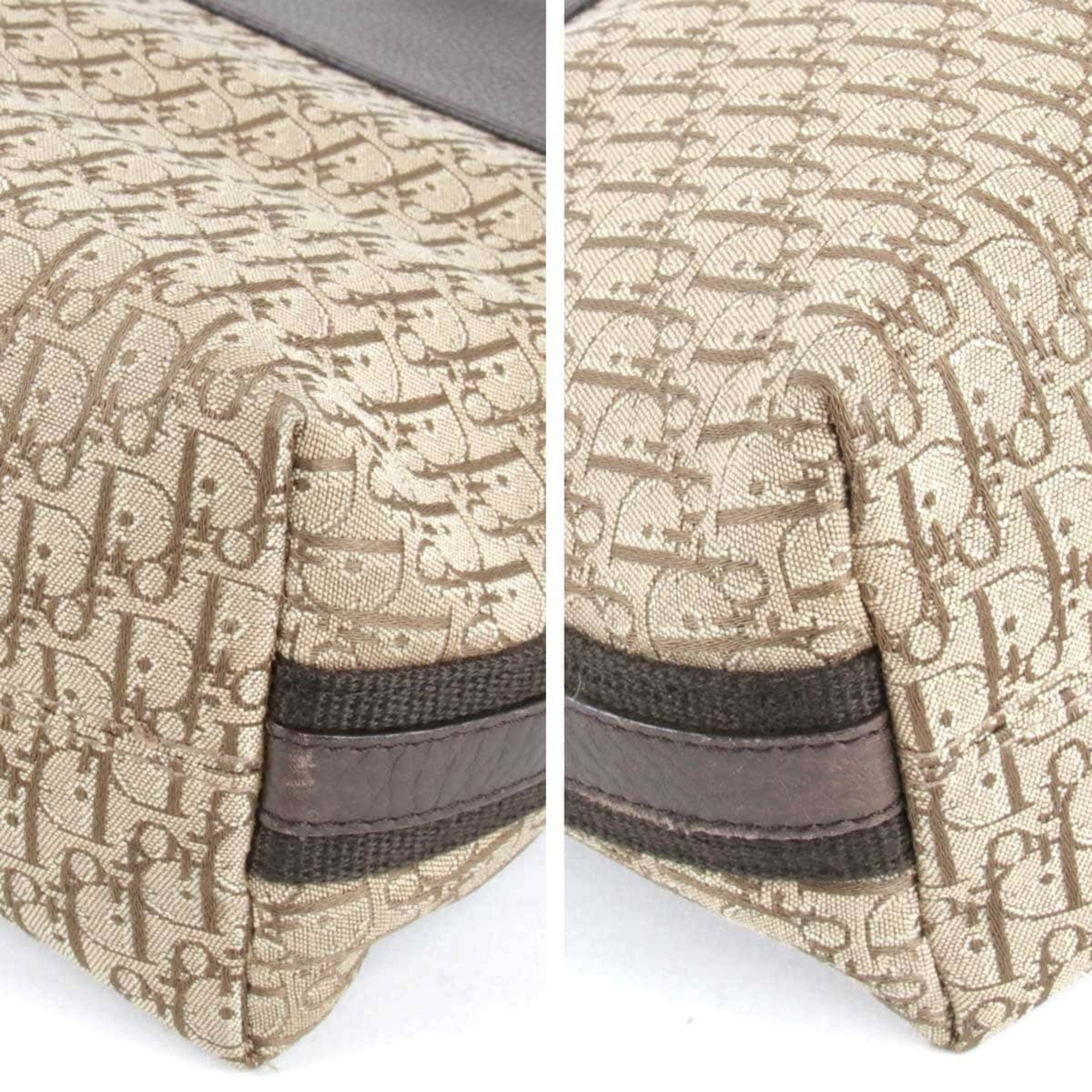 Christian Dior Trotter Brown Canvas Leather Shoulder Bag ()