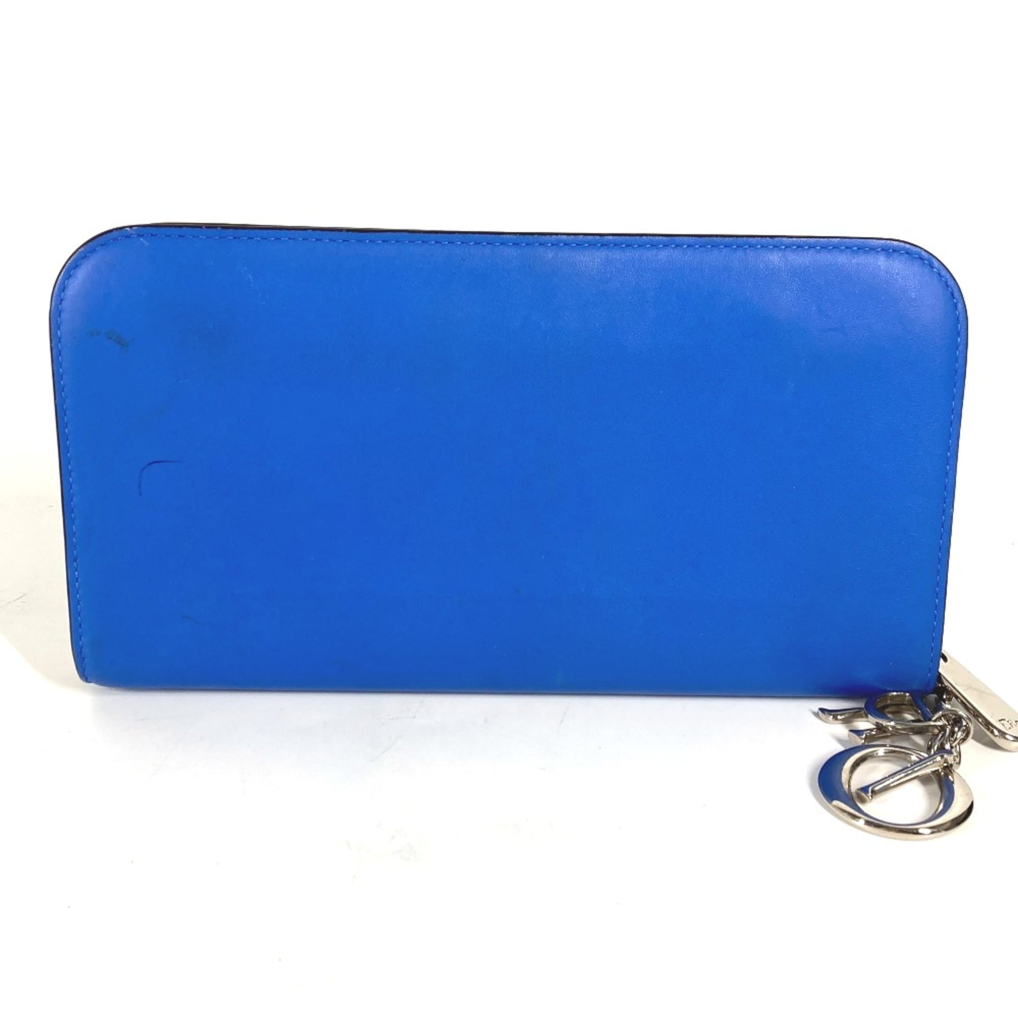 Christian Dior Blue Leather Long Wallet (Bi-Fold) ()