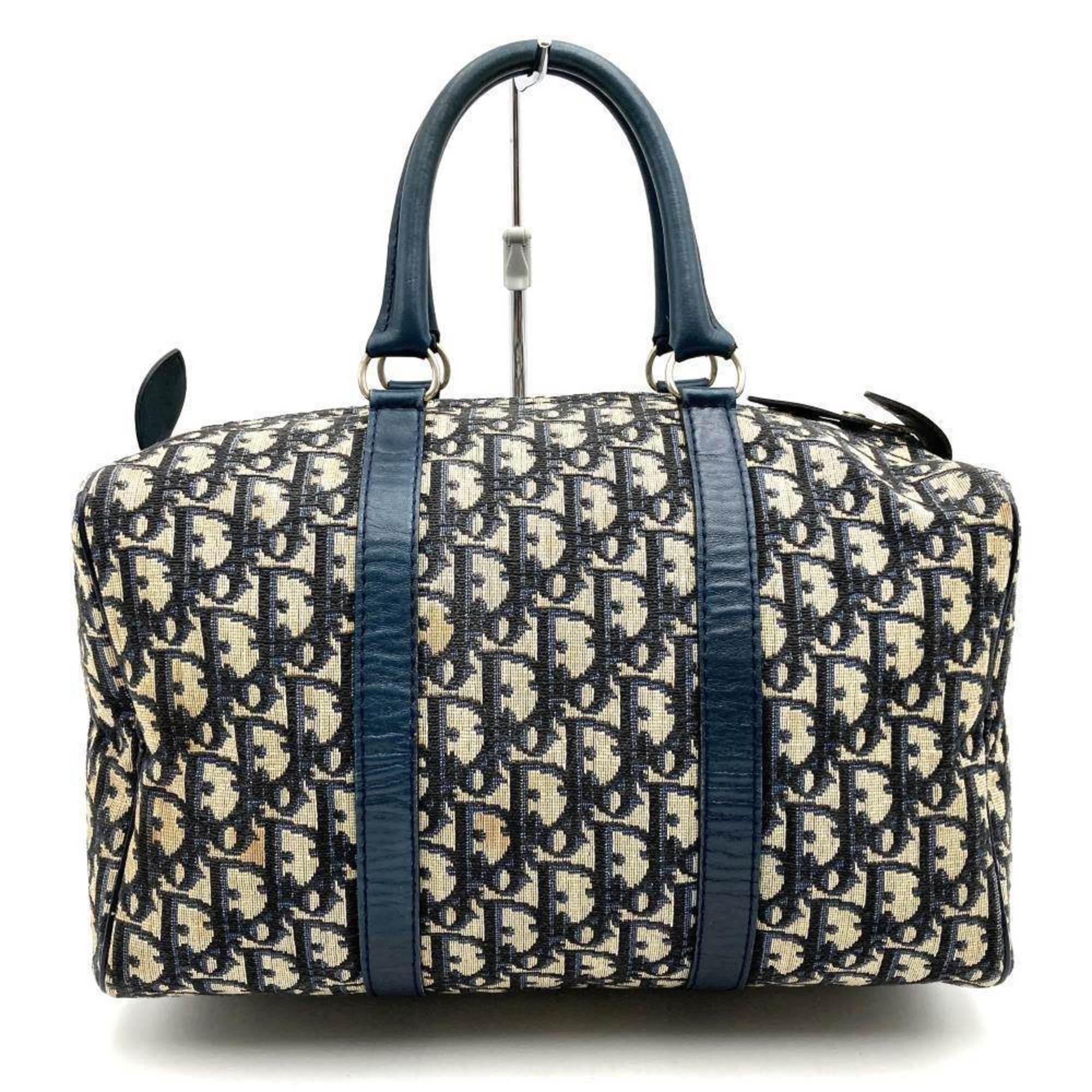 Christian Dior Navy Canvas Leather Boston Bag ()
