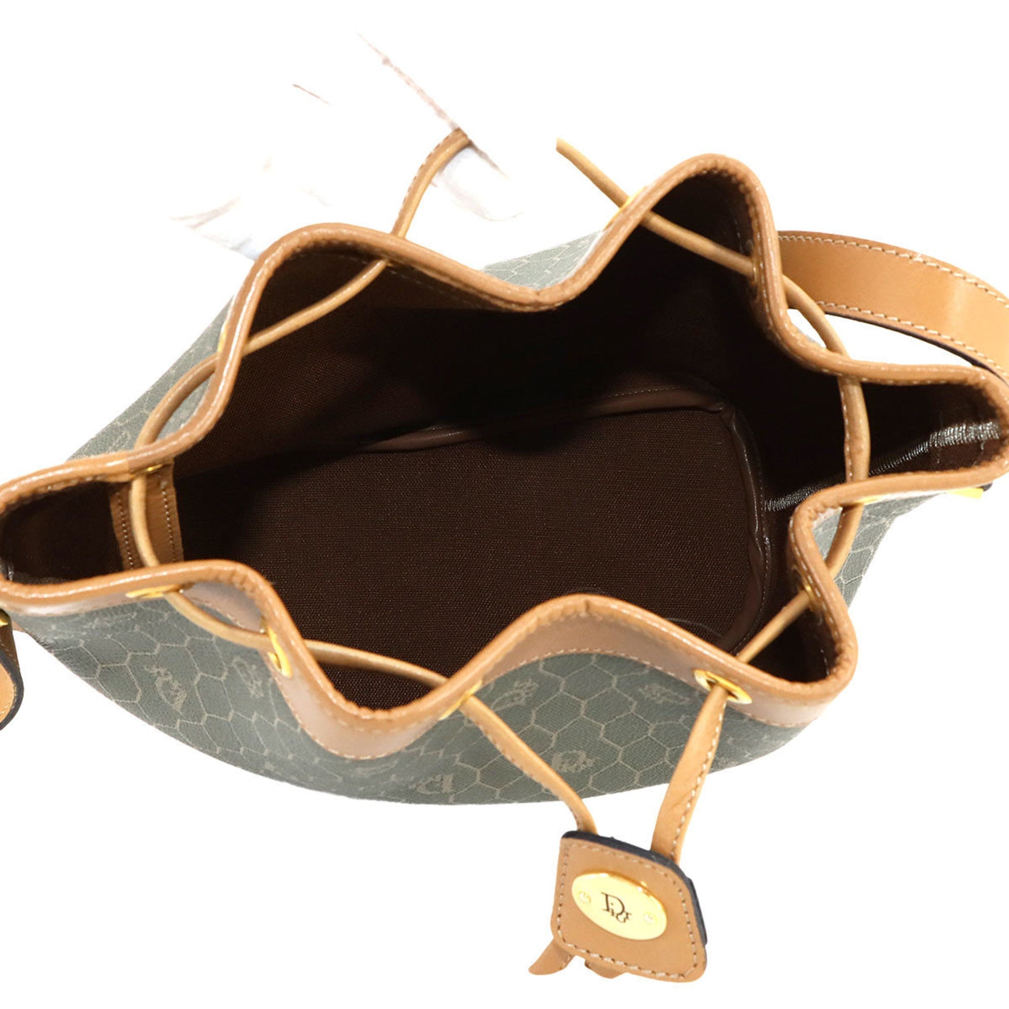 Christian Dior Brown Khaki Pvc Leather Shoulder Bag ()