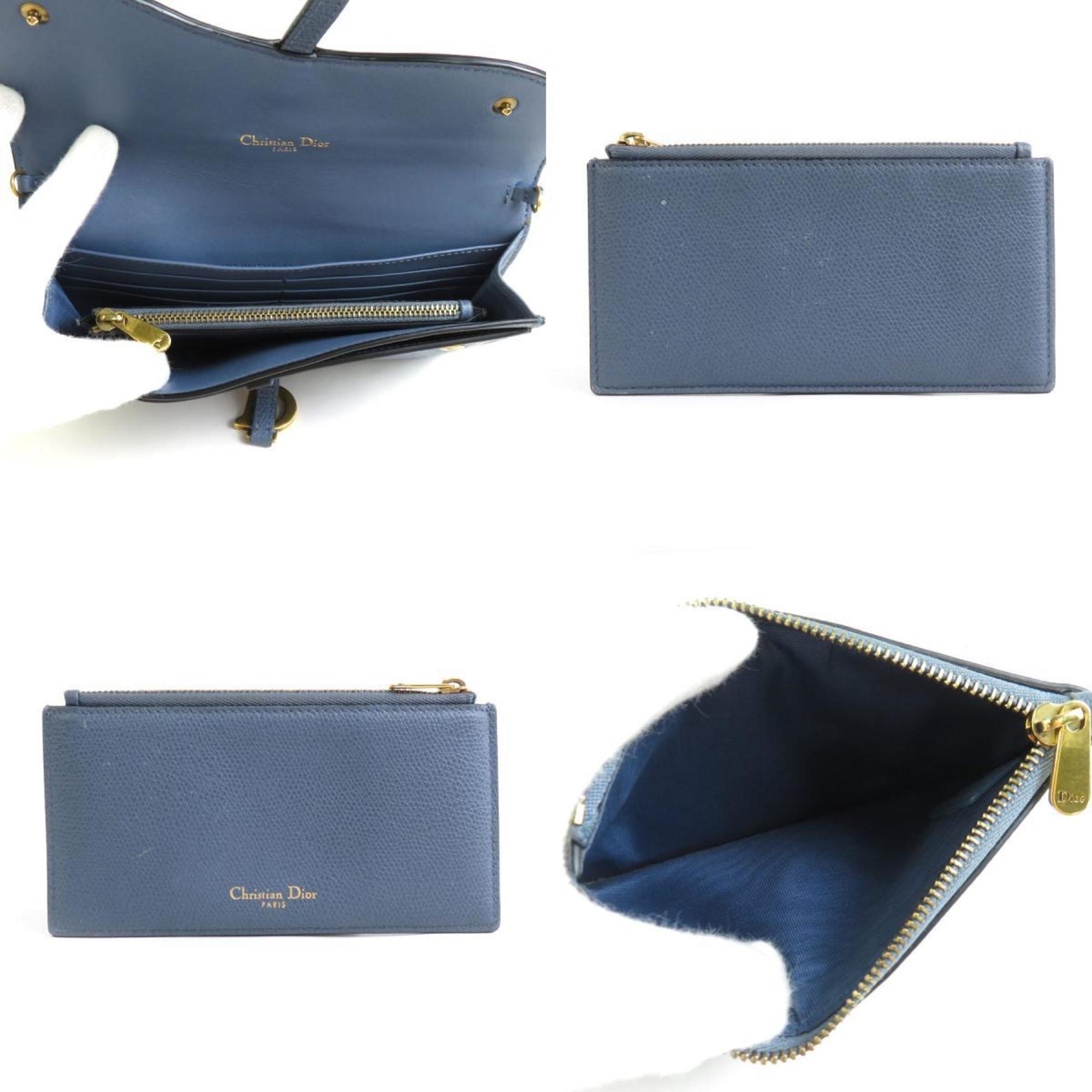 Christian Dior Dark Blue Leather Coin Purse/Coin Case ()