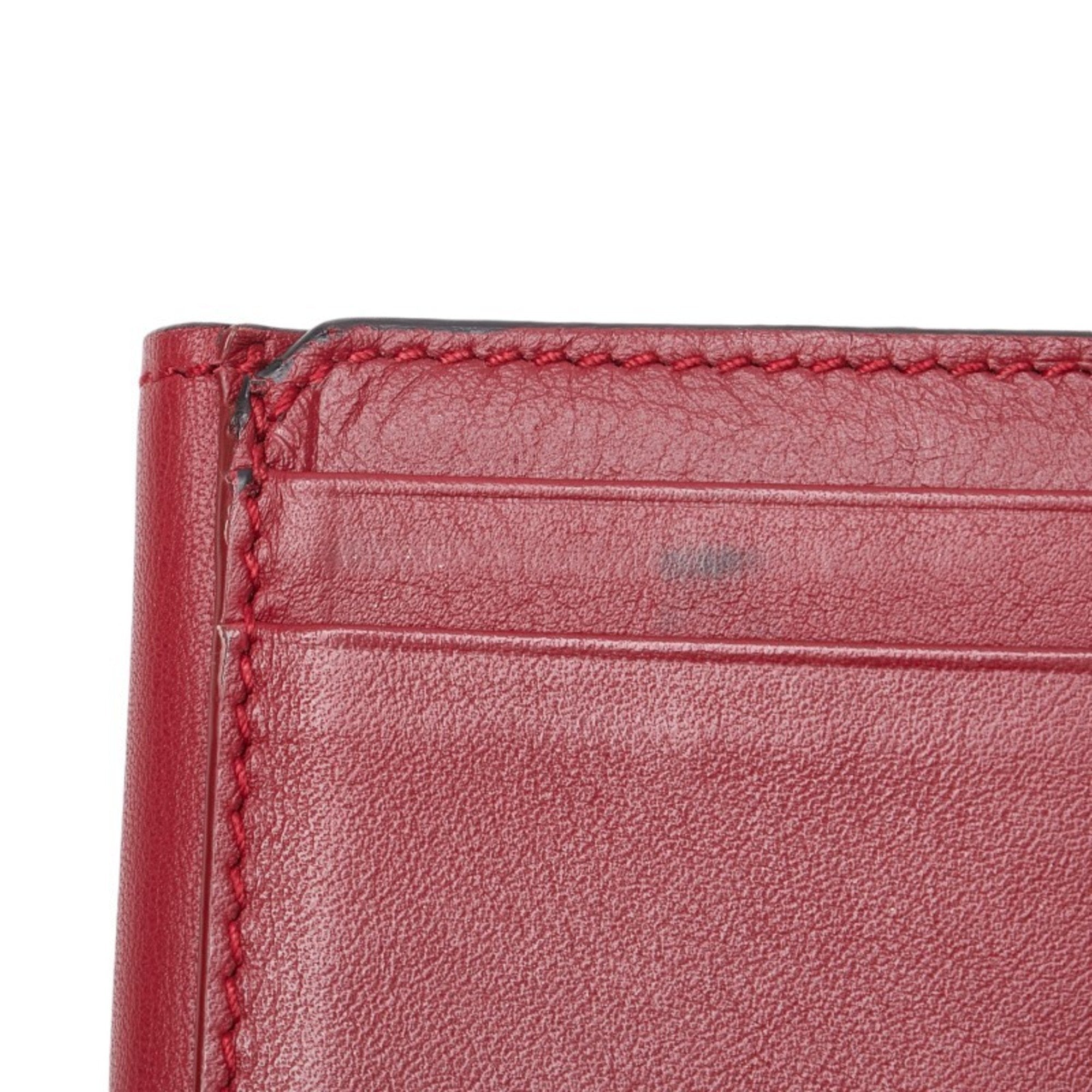 Christian Dior Red Color Wine Leather Wallet (Tri-Fold) ()