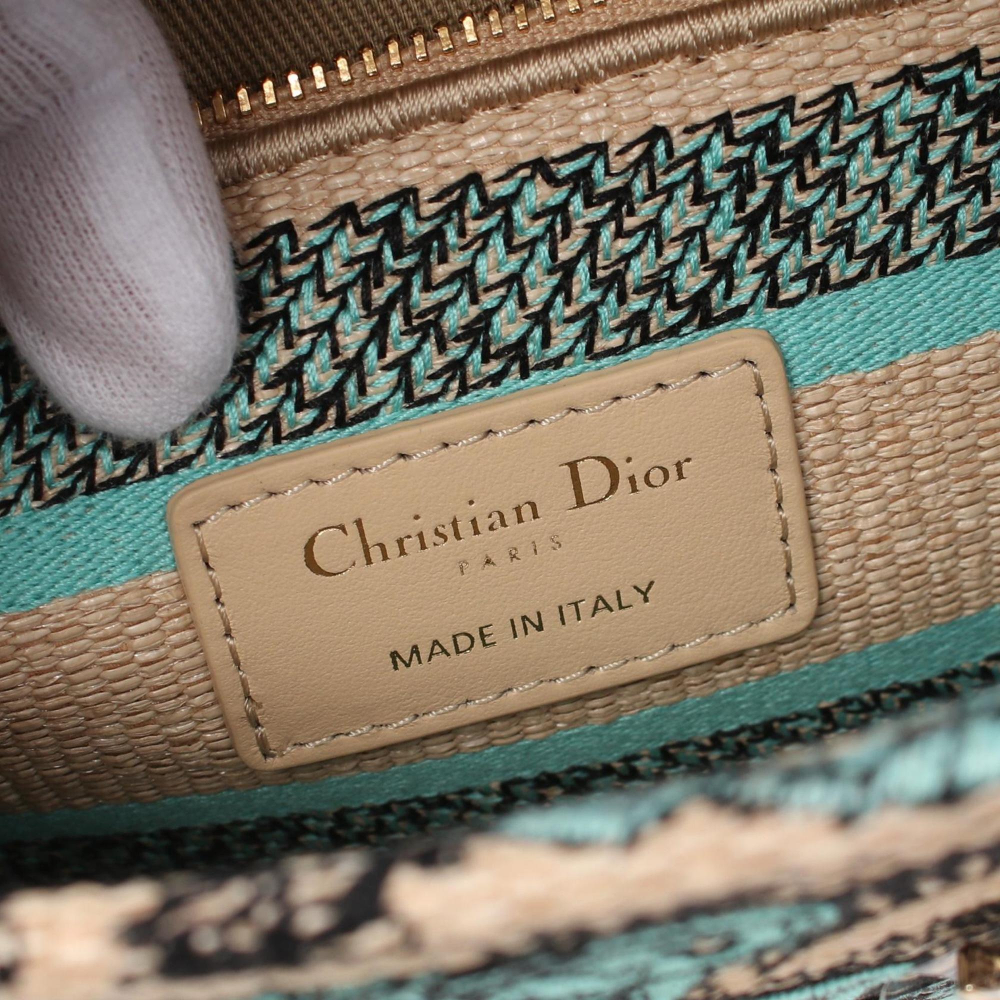 Christian Dior Beige Black Blue Canvas Handbag ()