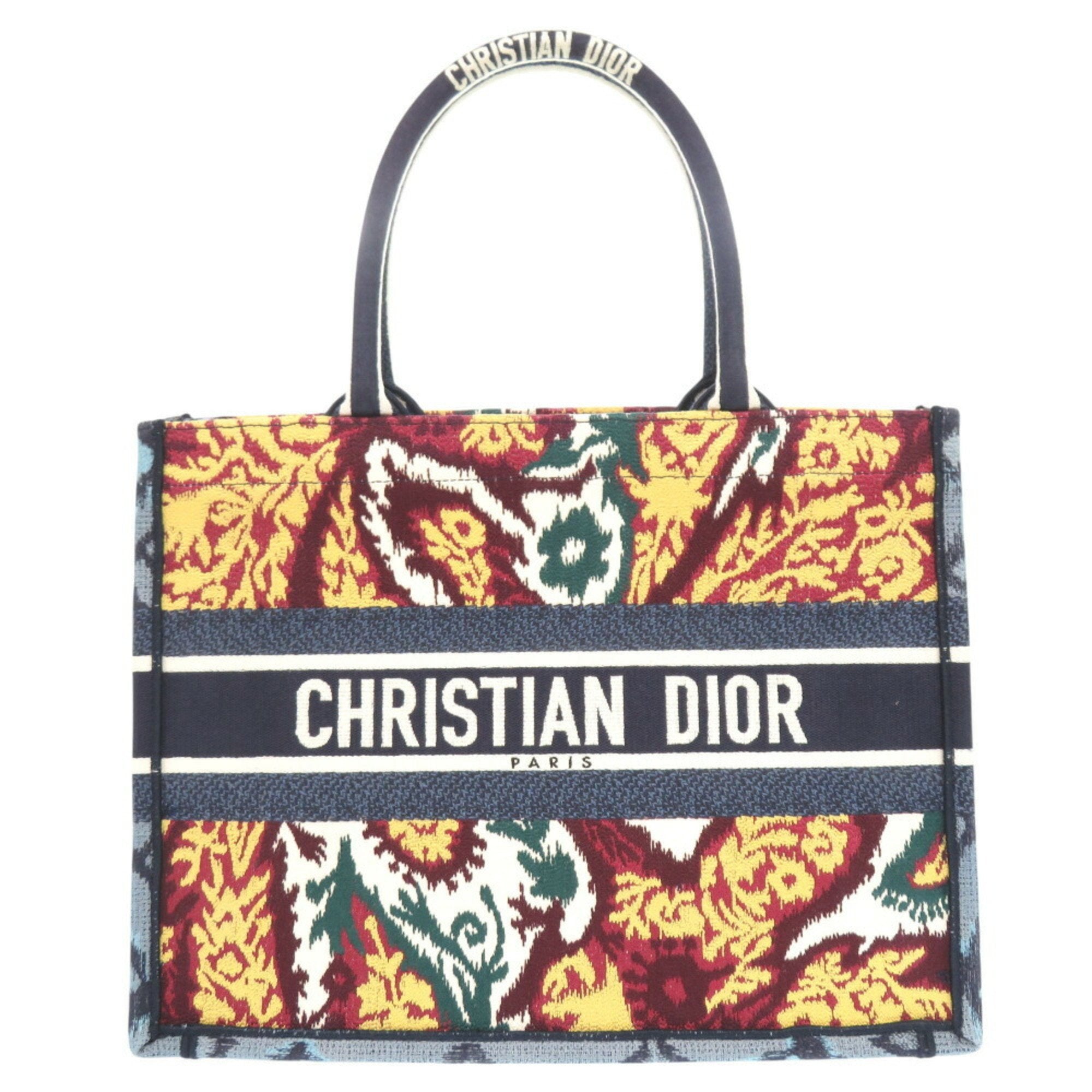 Christian Dior Blue Red Color Yellow Canvas Tote Bag ()