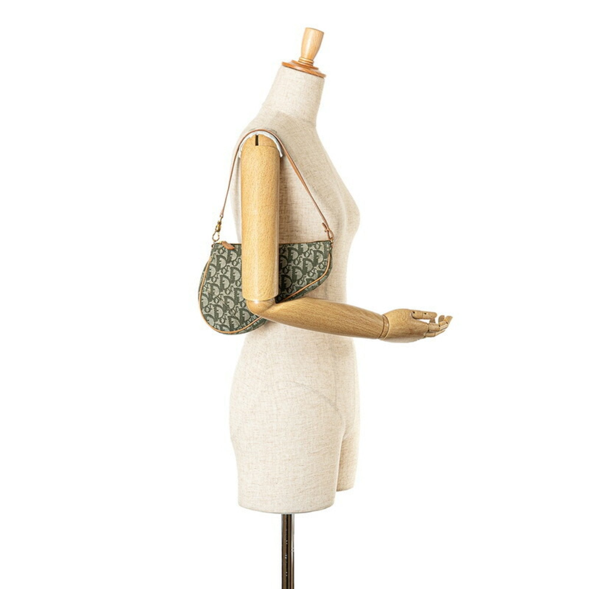 Christian Dior Trotter Green Khaki Trotter Canvas Leather Handbag ()