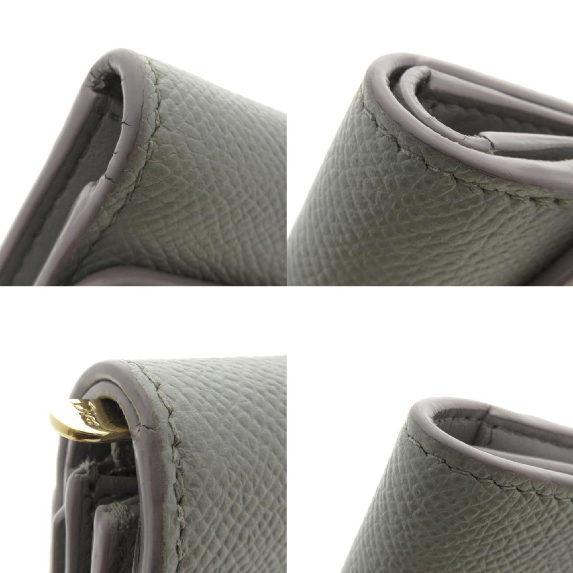Christian Dior Gray Leather Wallet (Bi-Fold) ()