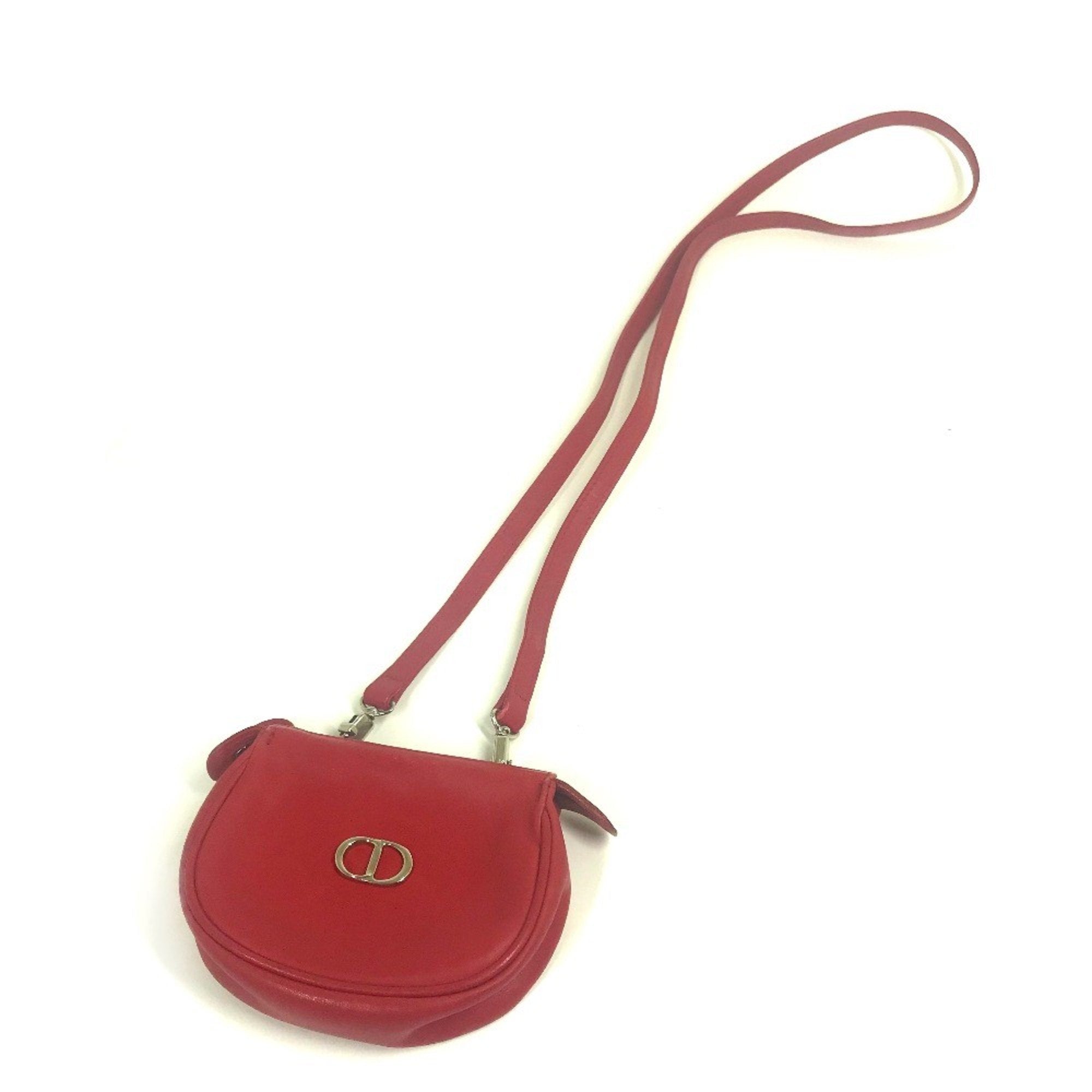 Christian Dior Red Leather Shoulder Bag ()