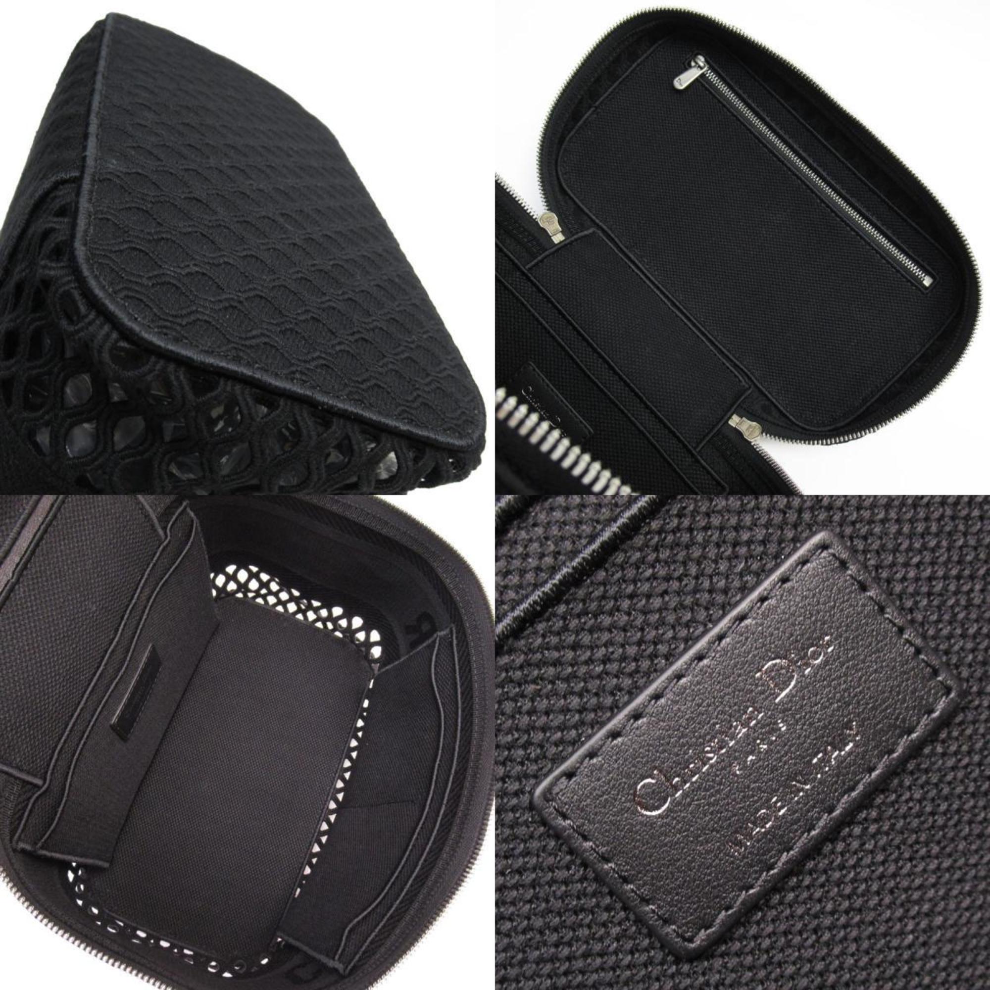 Christian Dior Black Canvas Handbag Vanity Bag ()
