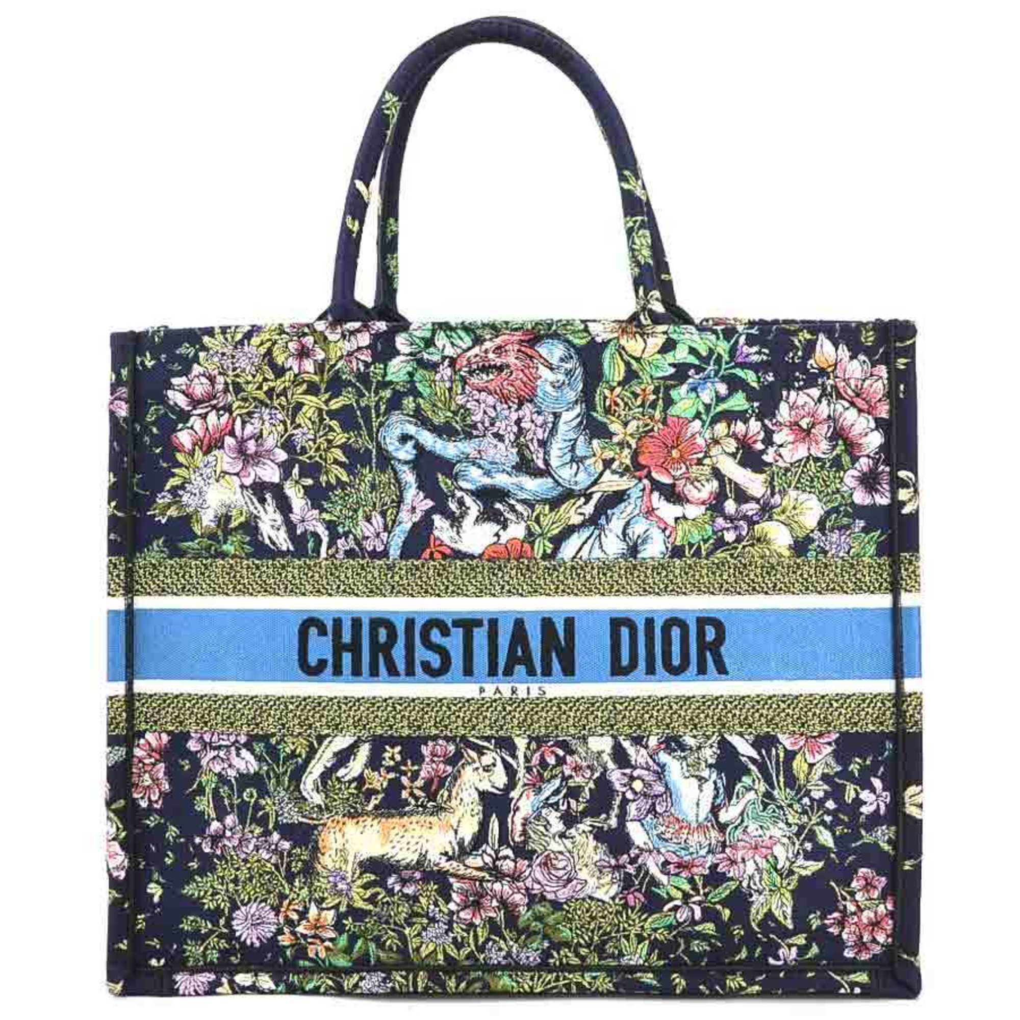 Christian Dior Navy Canvas Handbag Tote Bag ()