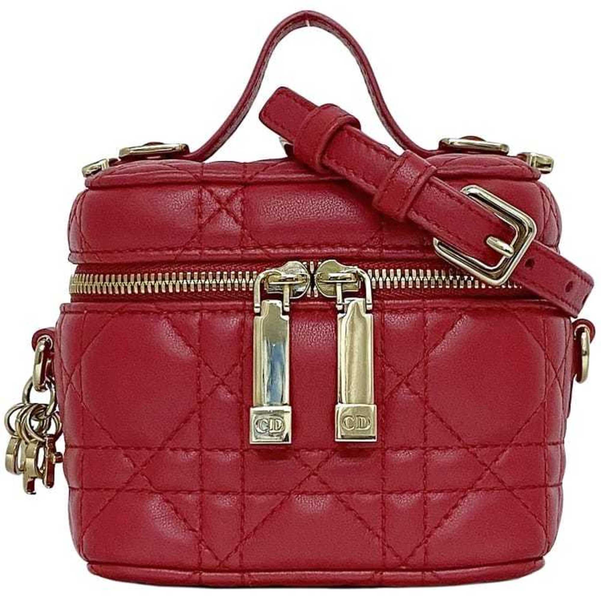 Christian Dior Red Color Leather Shoulder Bag Vanity Bag ()