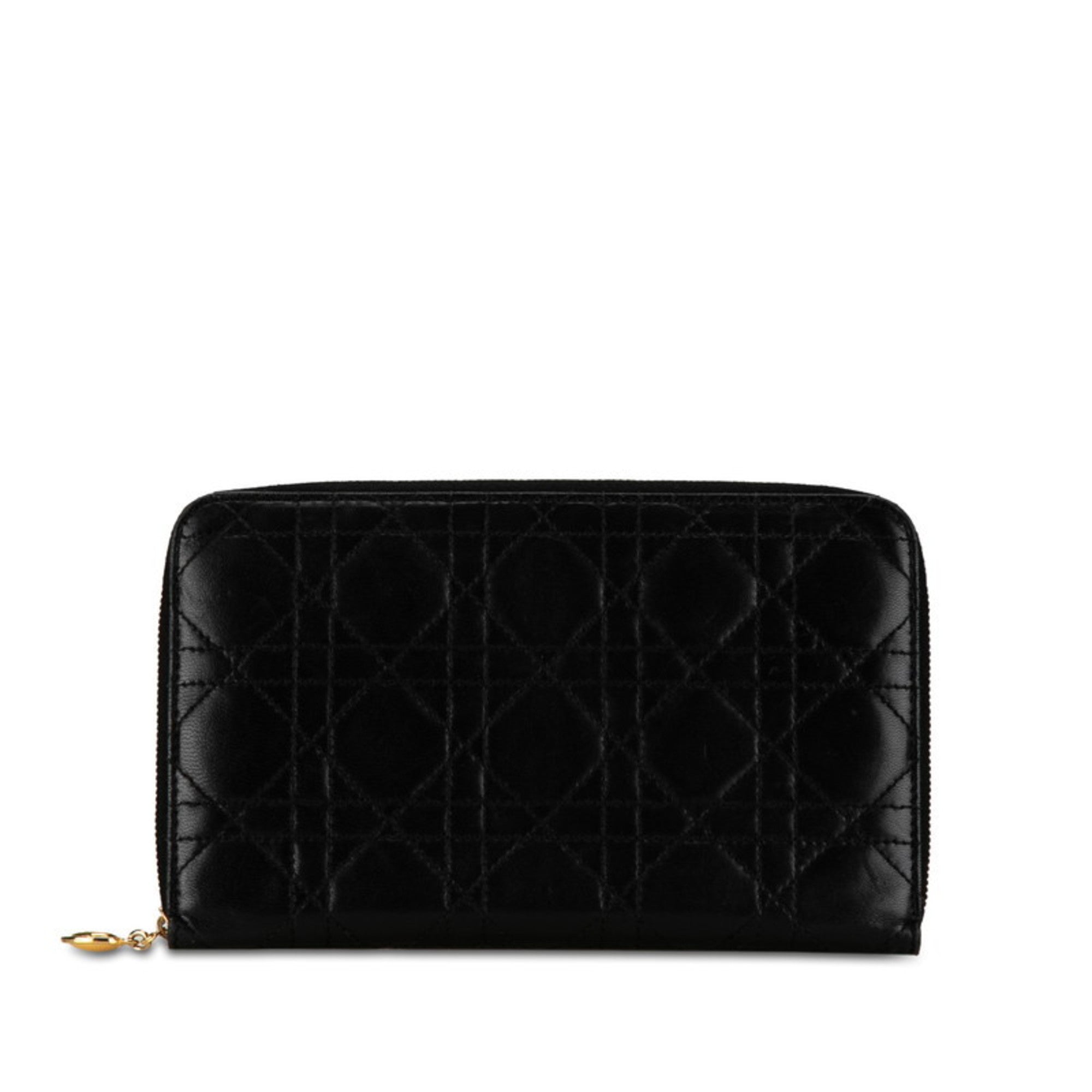 Christian Dior Black Leather Long Wallet (Bi-Fold) ()