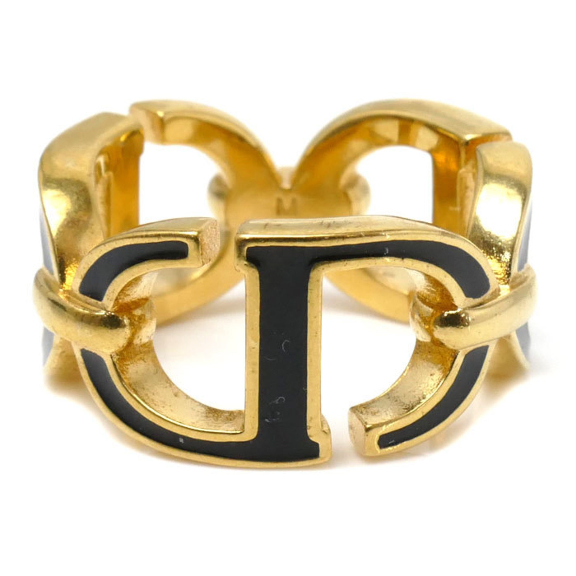 Christian Dior Black Gold Lacquer Metal Band Ring ()