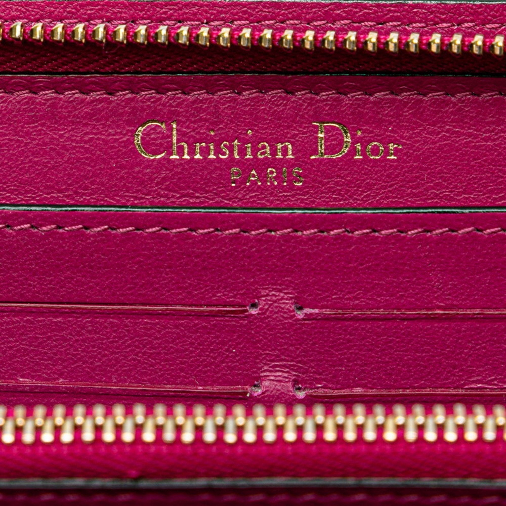 Christian Dior Black Purple Leather Long Wallet (Bi-Fold) ()