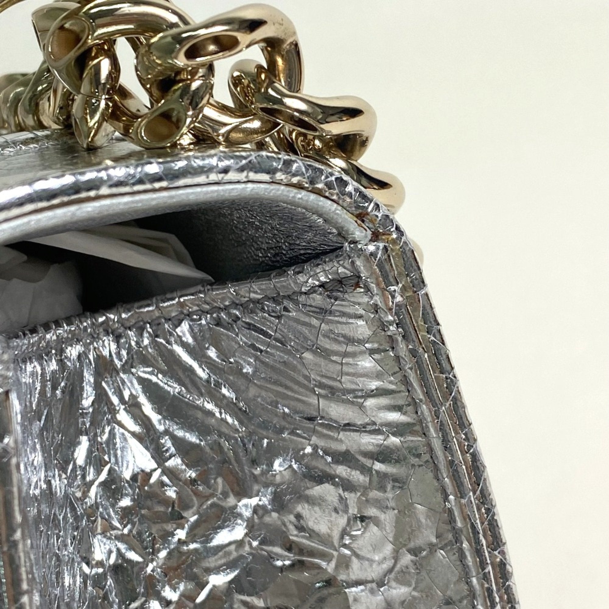 Christian Dior Silver Leather Shoulder Bag ()