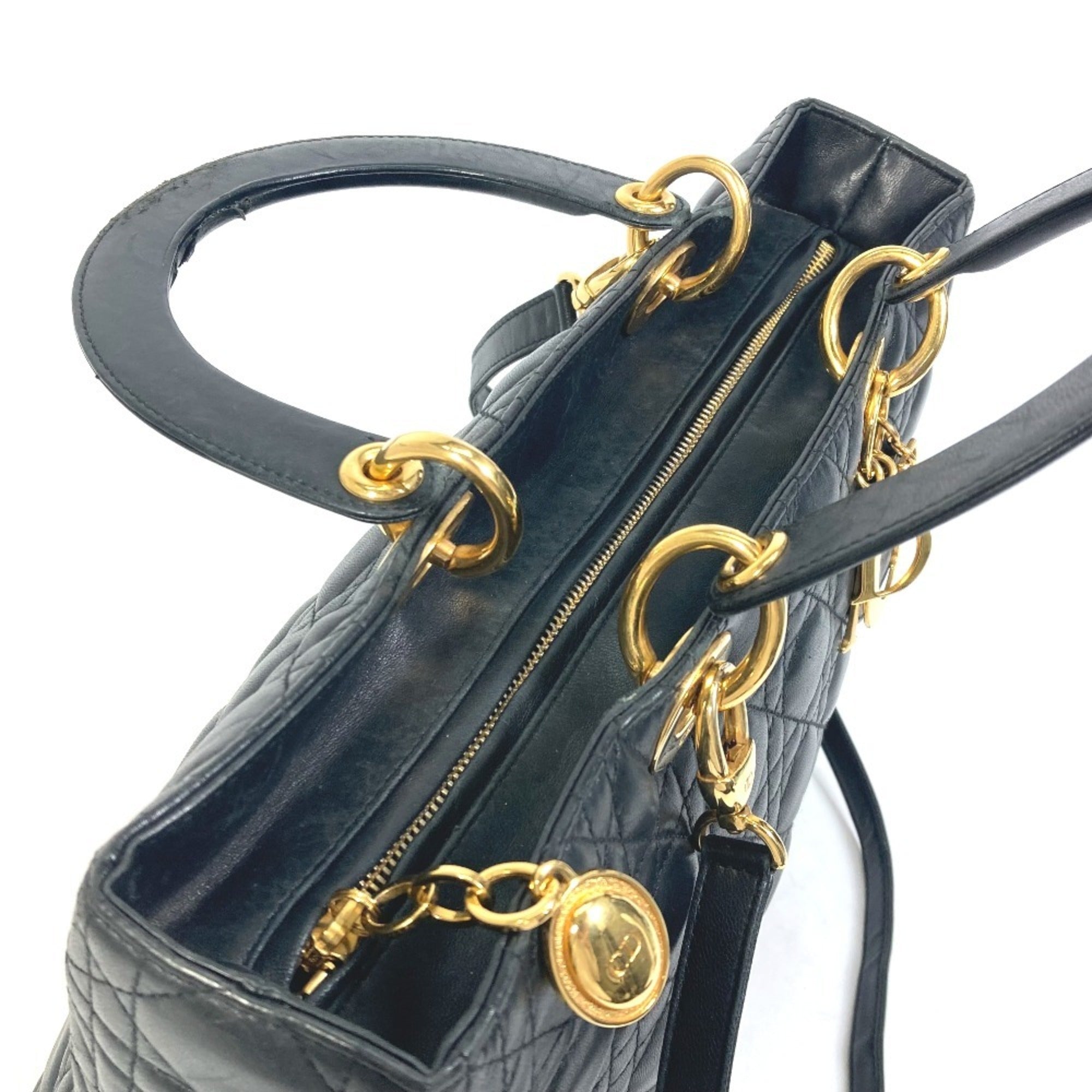 Christian Dior Black Leather Handbag Shoulder Bag ()