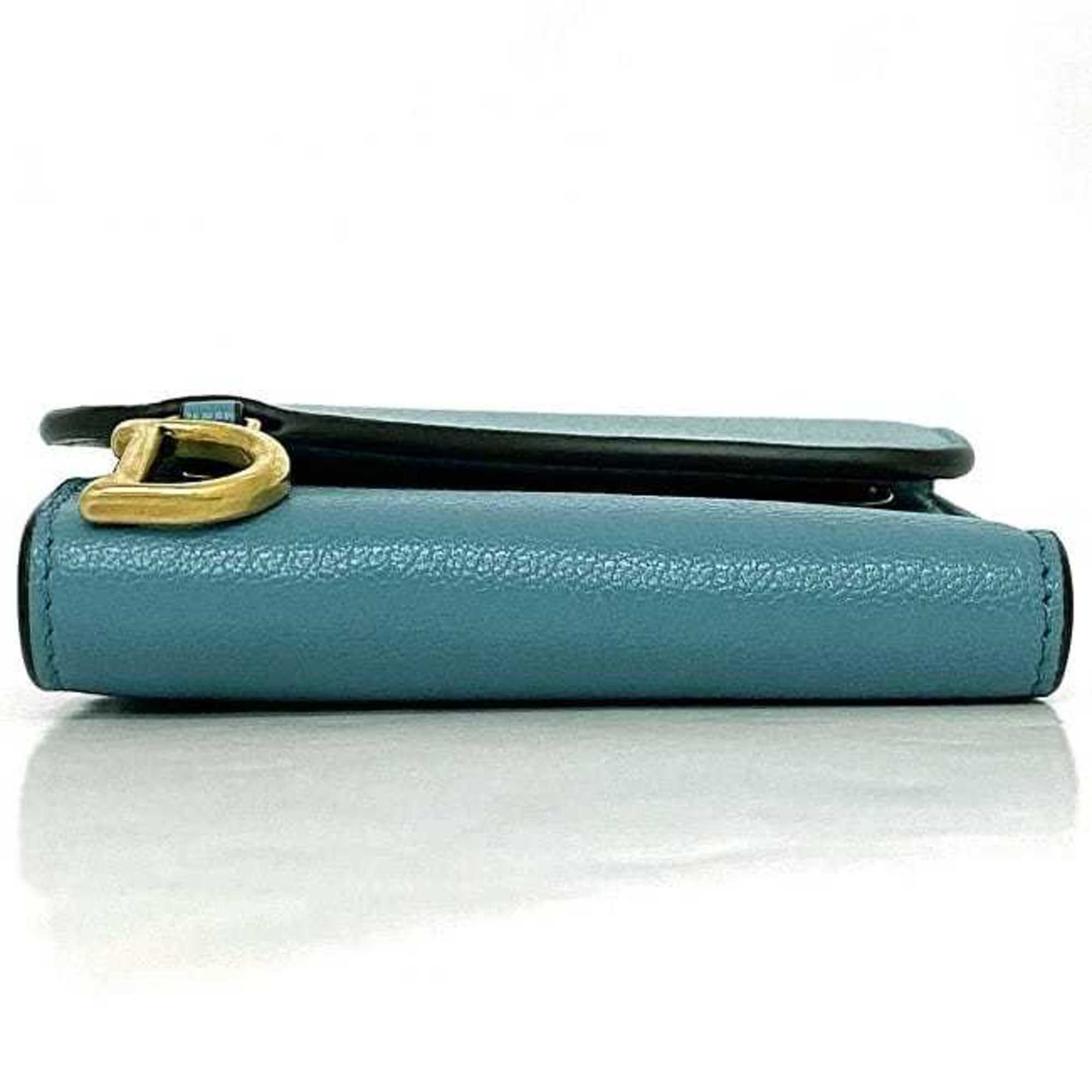 Christian Dior Blue Leather Wallet (Tri-Fold) ()