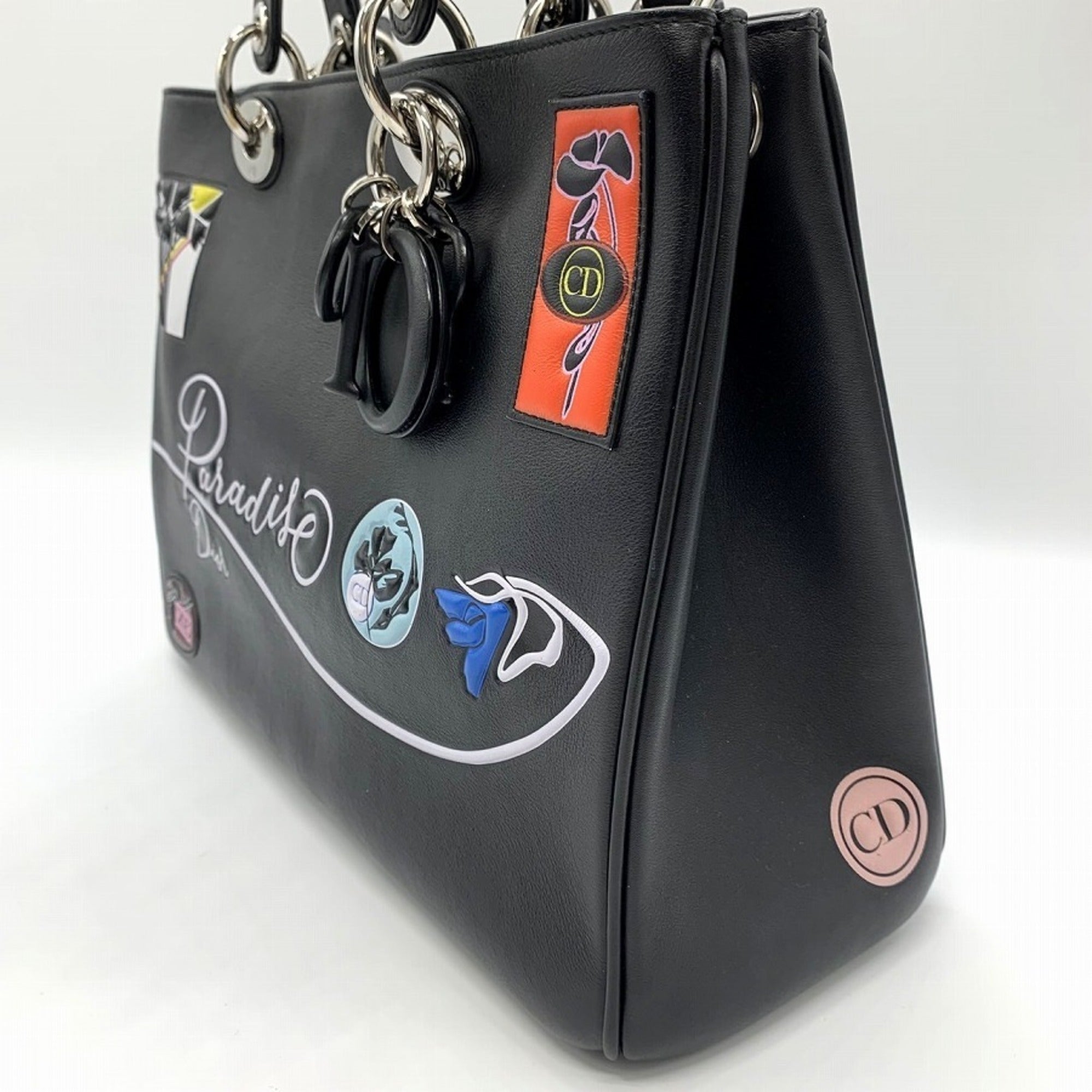Christian Dior Black Leather Handbag Shoulder Bag ()