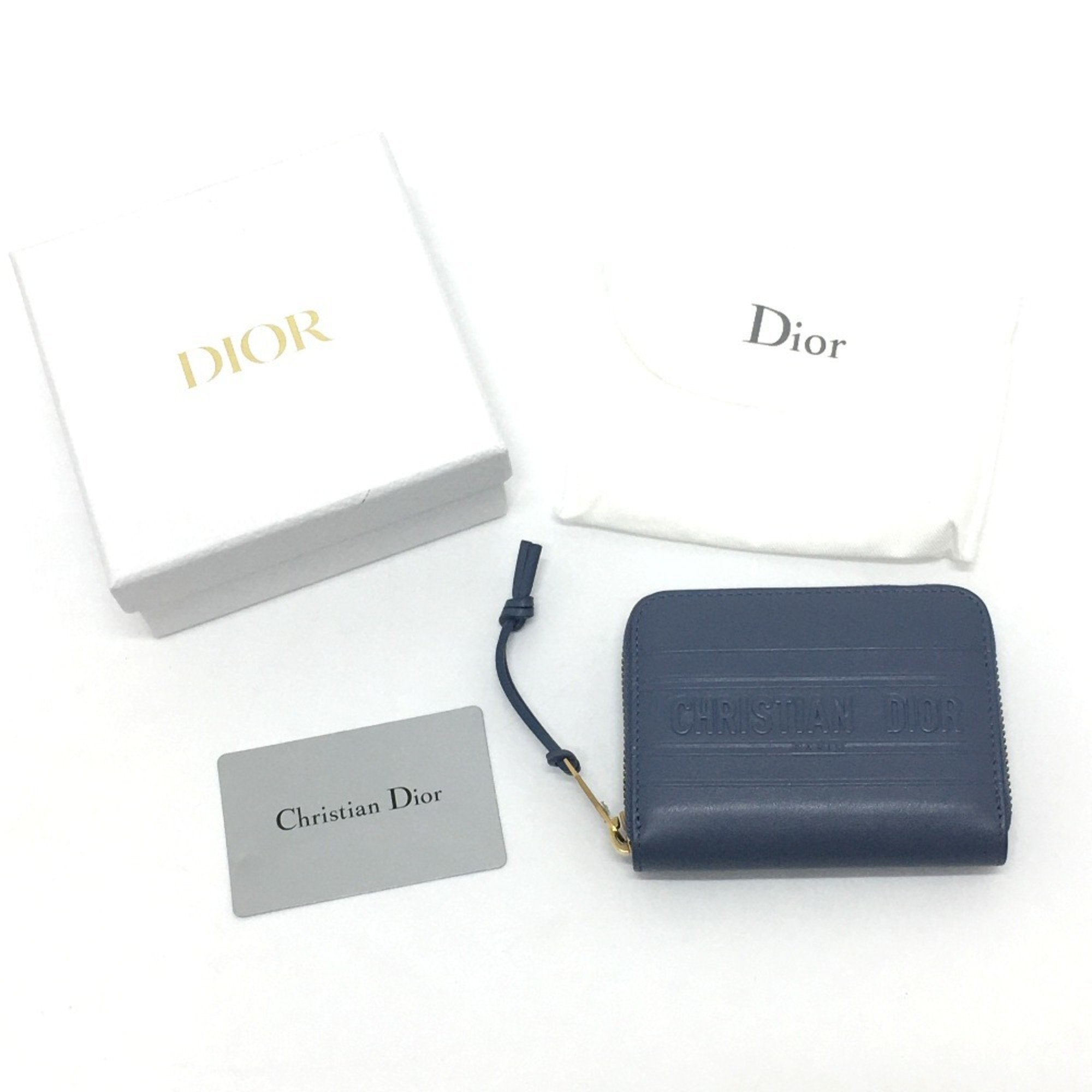 Christian Dior Blue Leather Coin Purse/Coin Case ()