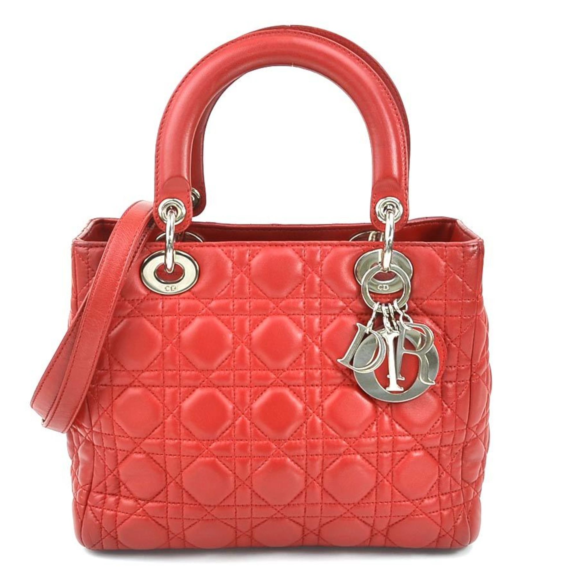 Christian Dior Red Color Leather Handbag Shoulder Bag ()