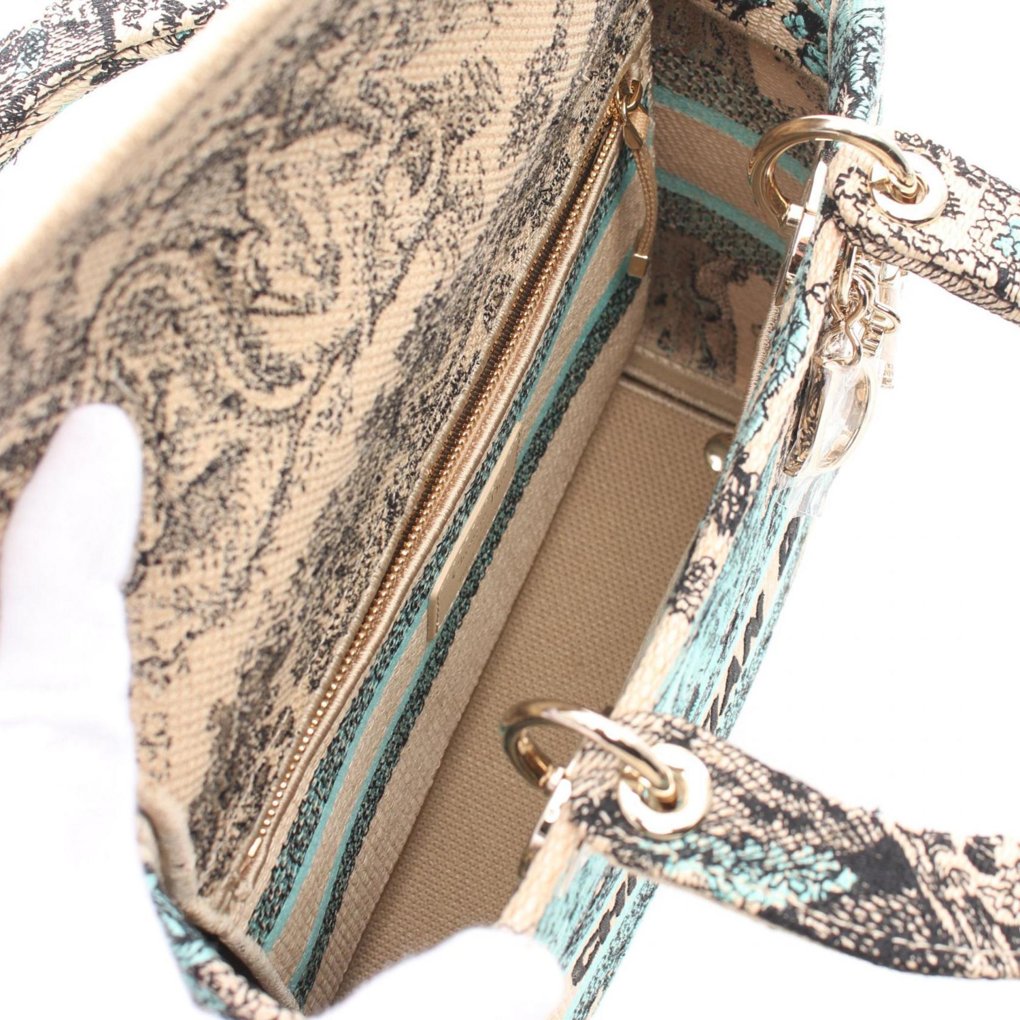 Christian Dior Beige Black Blue Canvas Handbag ()