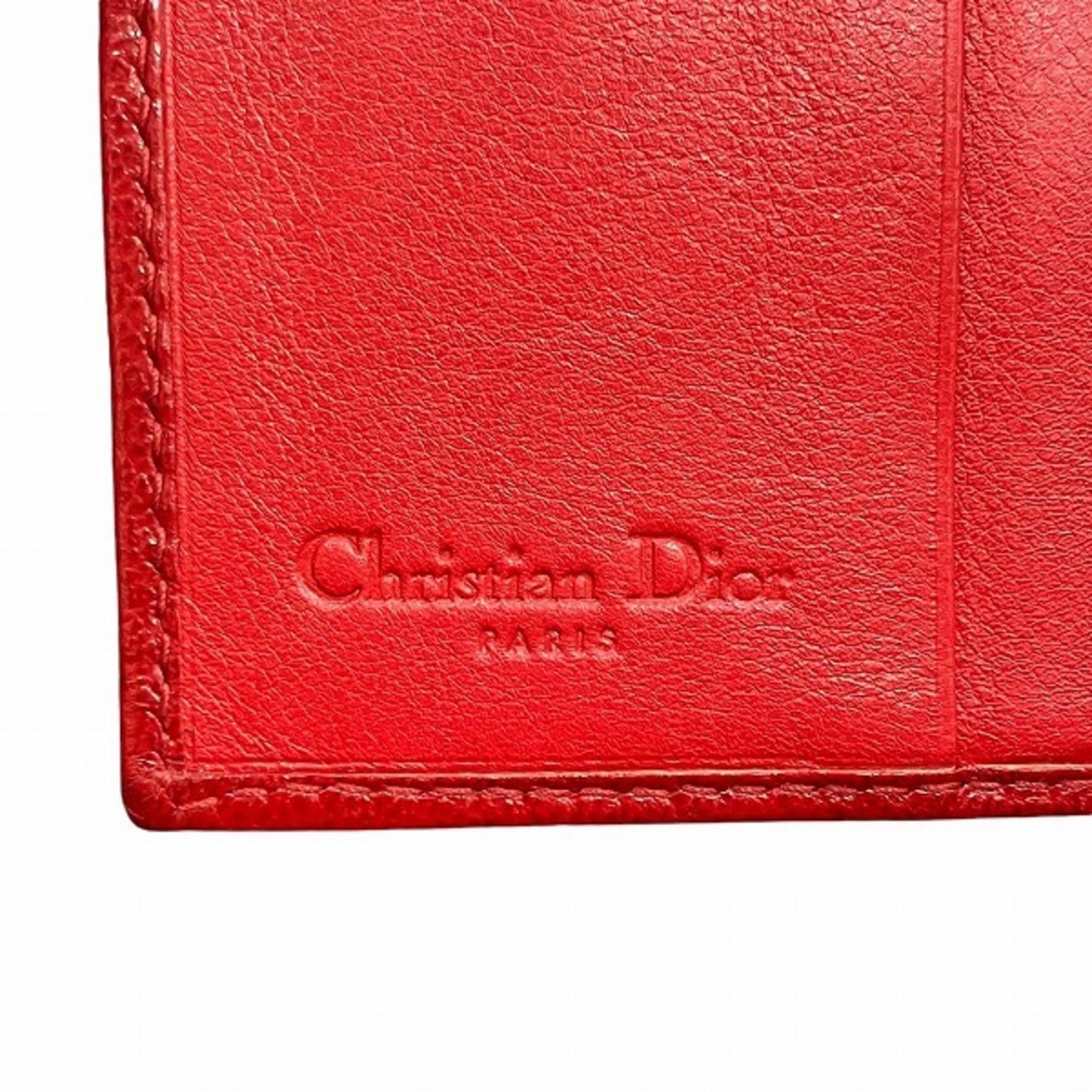 Christian Dior Trotter Beige Brown Red Color Pvc Leather Wallet (Bi-Fold) ()
