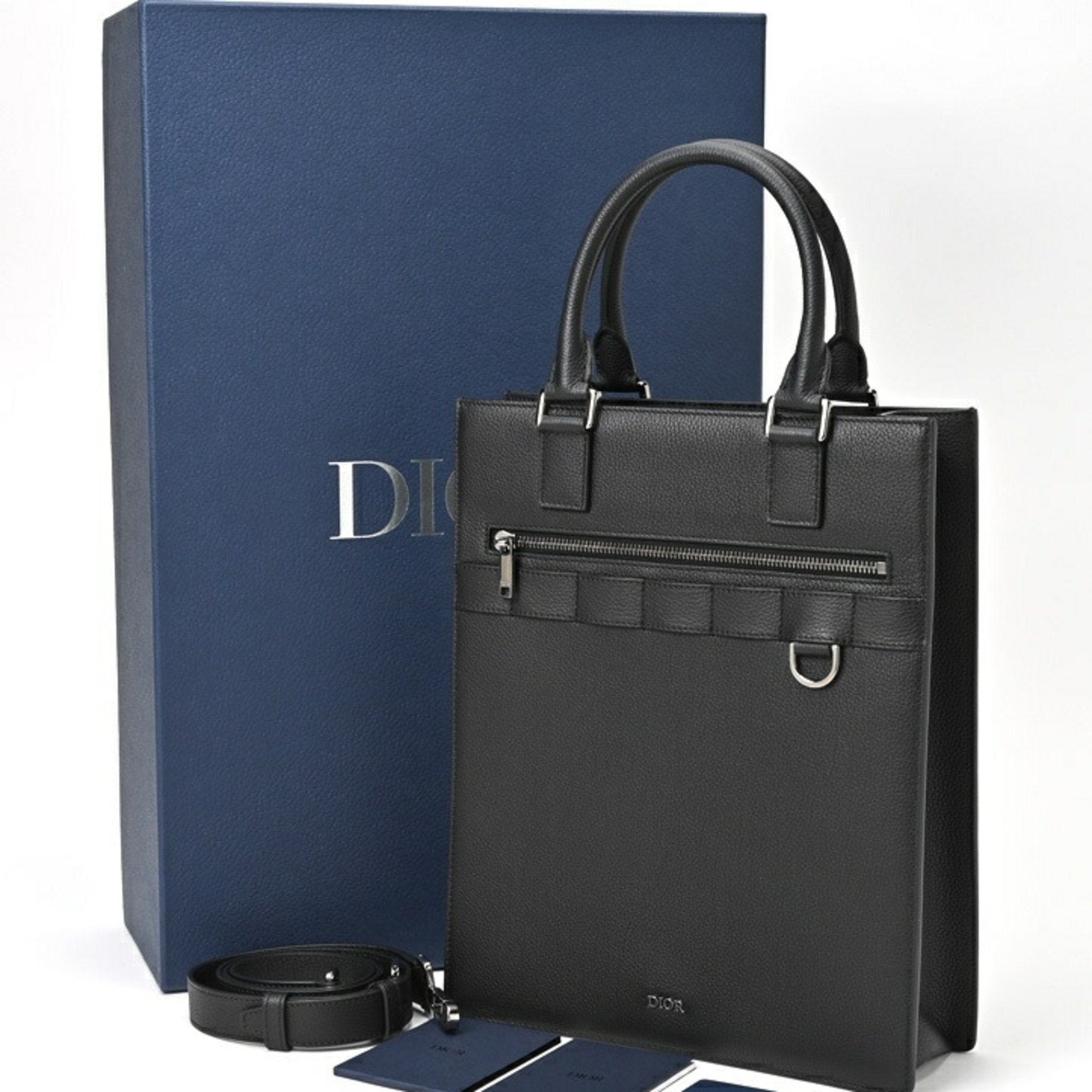 Christian Dior Black Leather Tote Bag ()