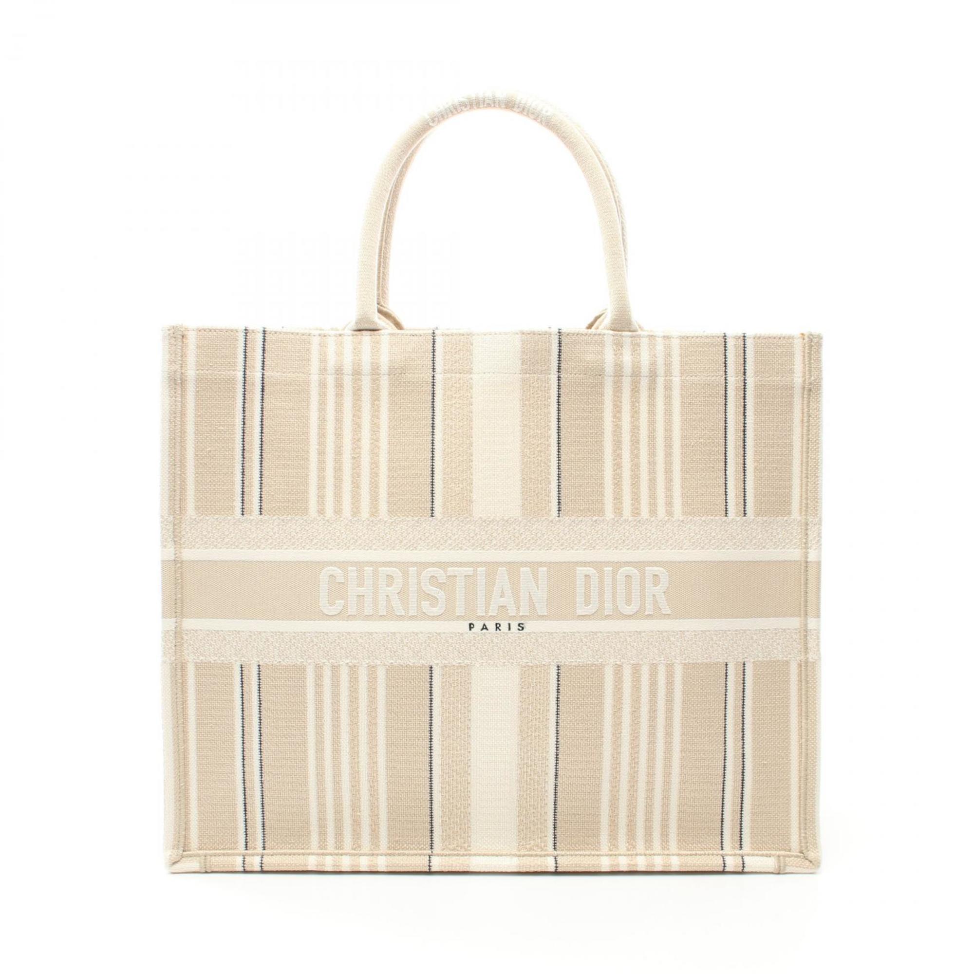 Christian Dior Beige Black White Canvas Tote Bag ()