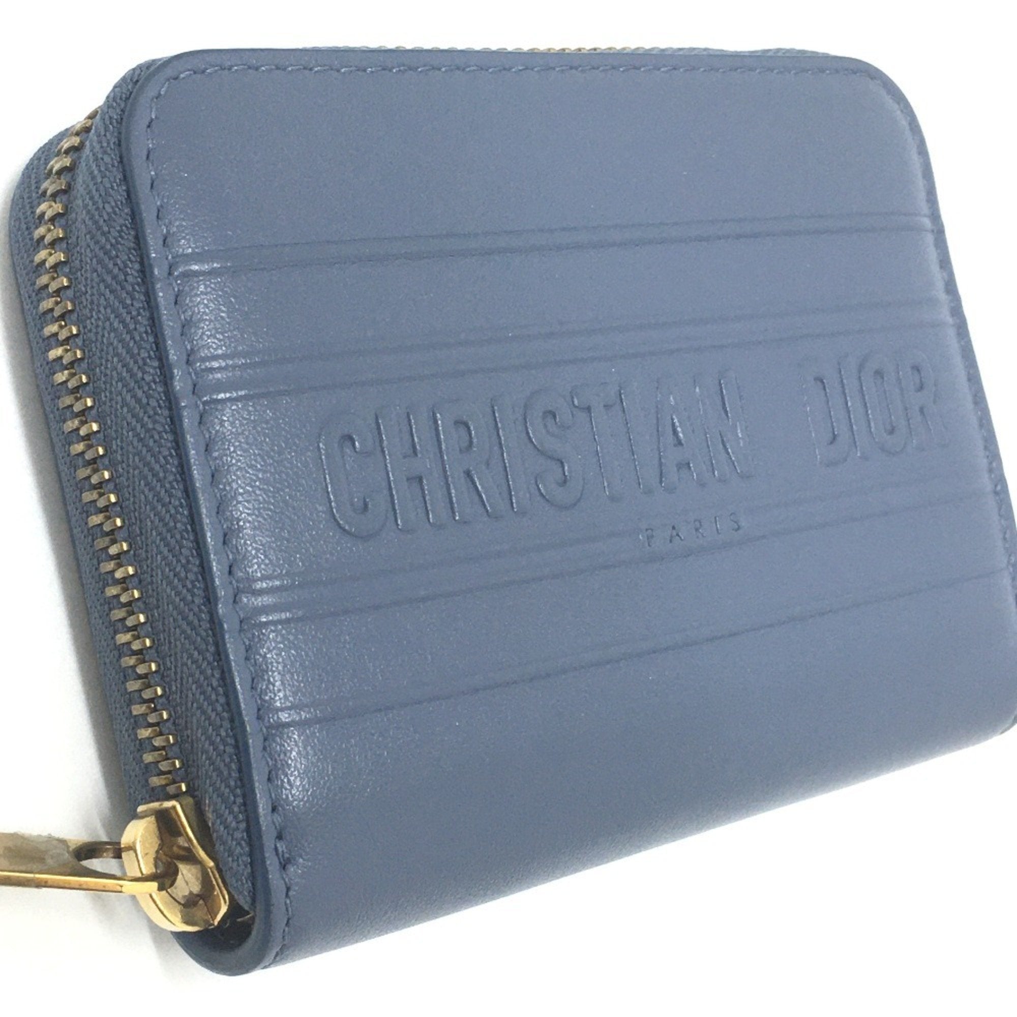 Christian Dior Blue Leather Coin Purse/Coin Case ()