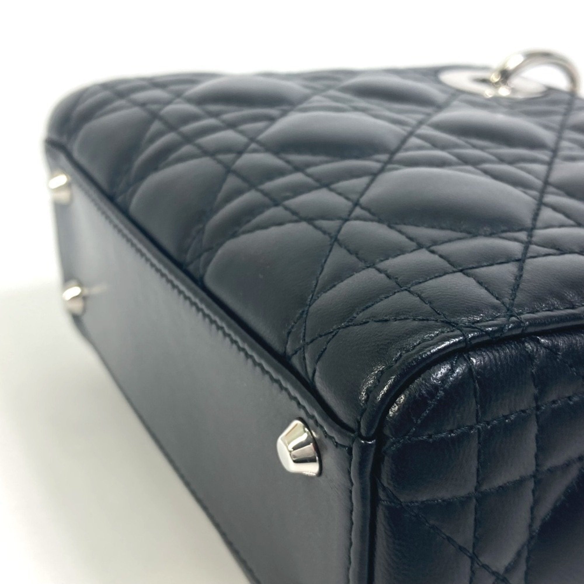 Christian Dior Lady Dior Black Leather Shoulder Bag ()
