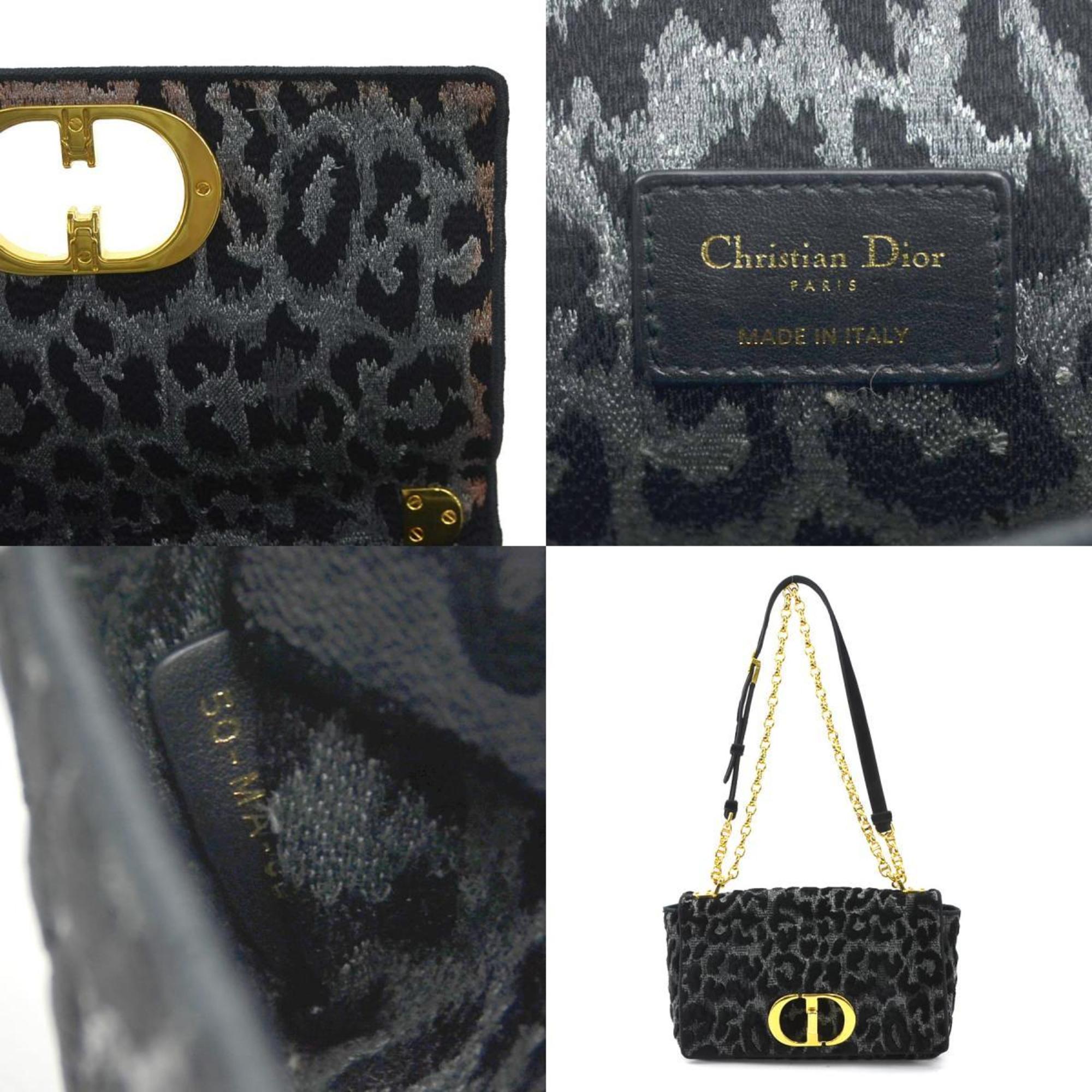 Christian Dior Black Gray Velvet Canvas Shoulder Bag ()