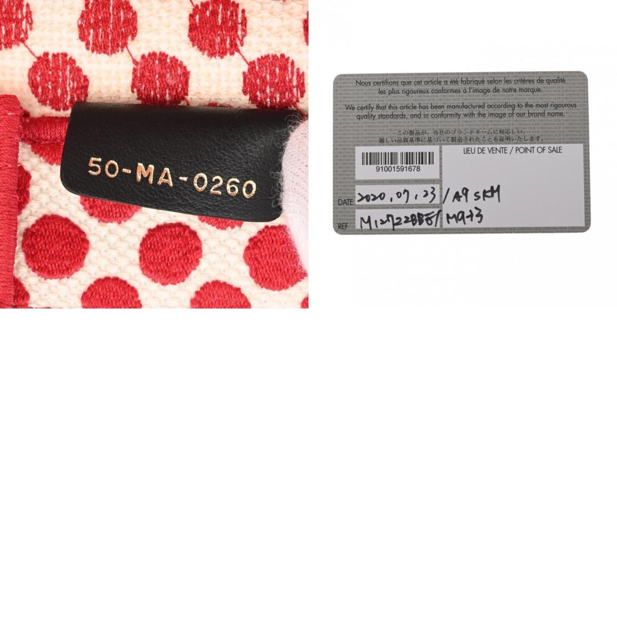 Christian Dior Red Color White Canvas Handbag ()