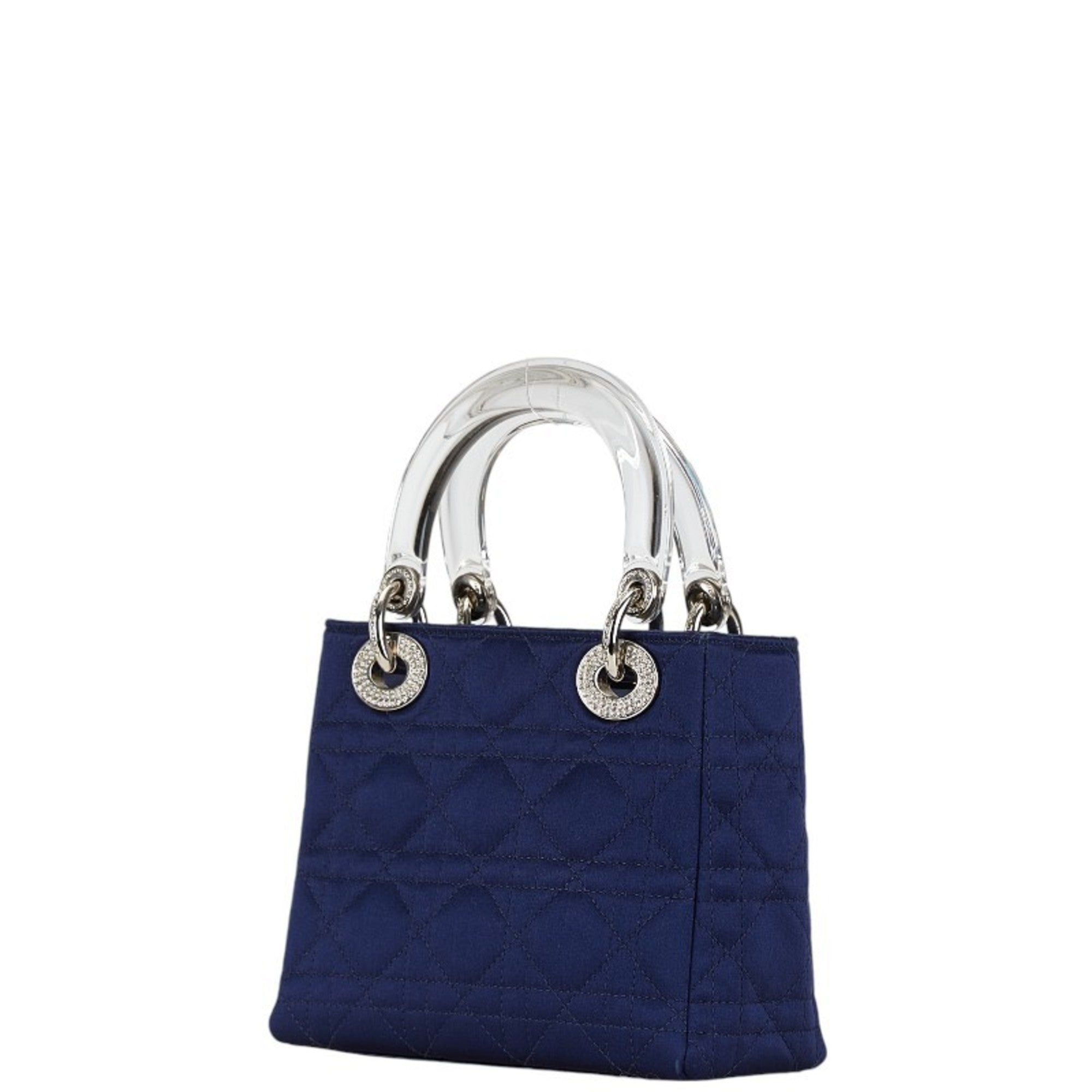 Christian Dior Navy Satin Plastic Handbag ()