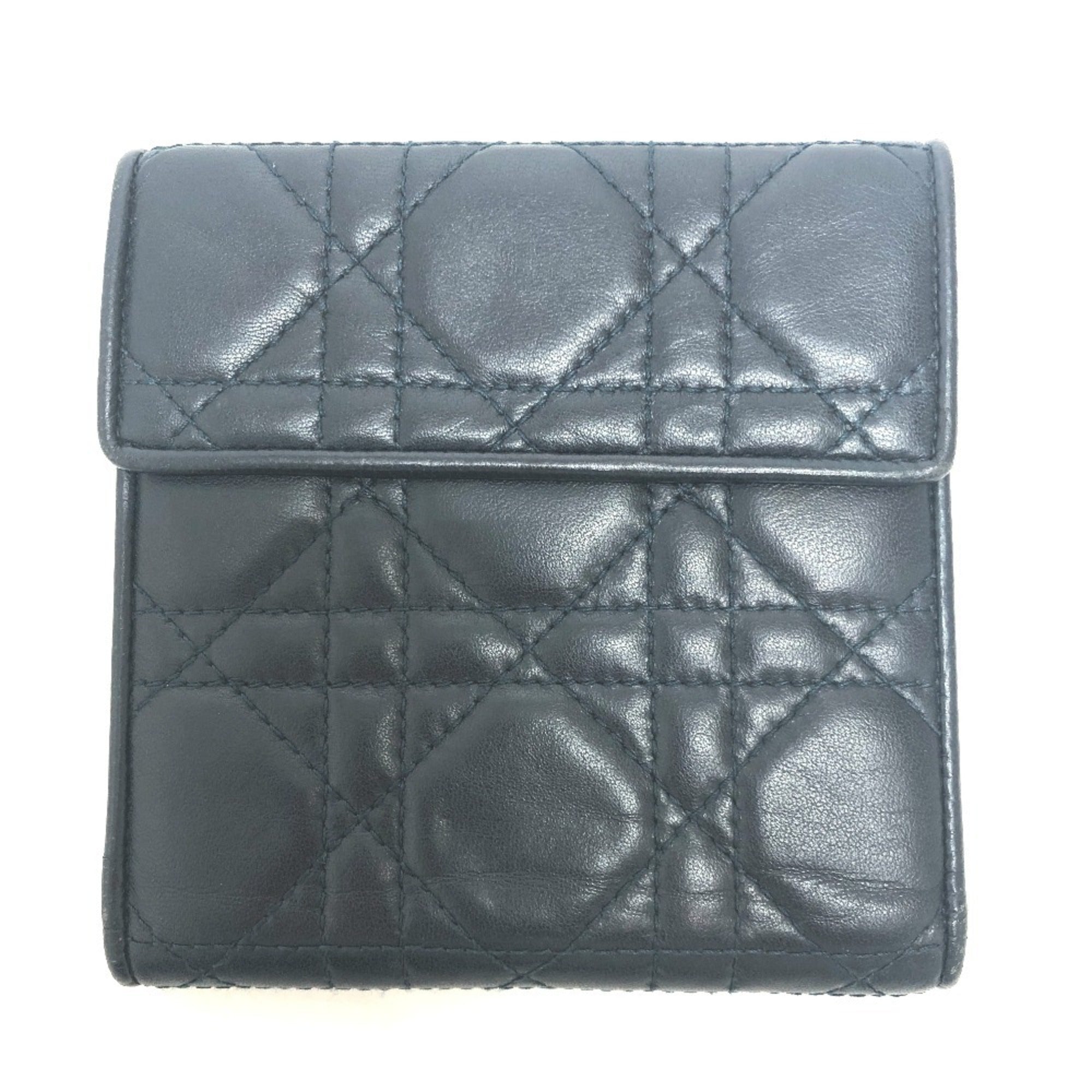 Christian Dior Cannage/Lady Dior Navy Leather Coin Purse/Coin Case ()